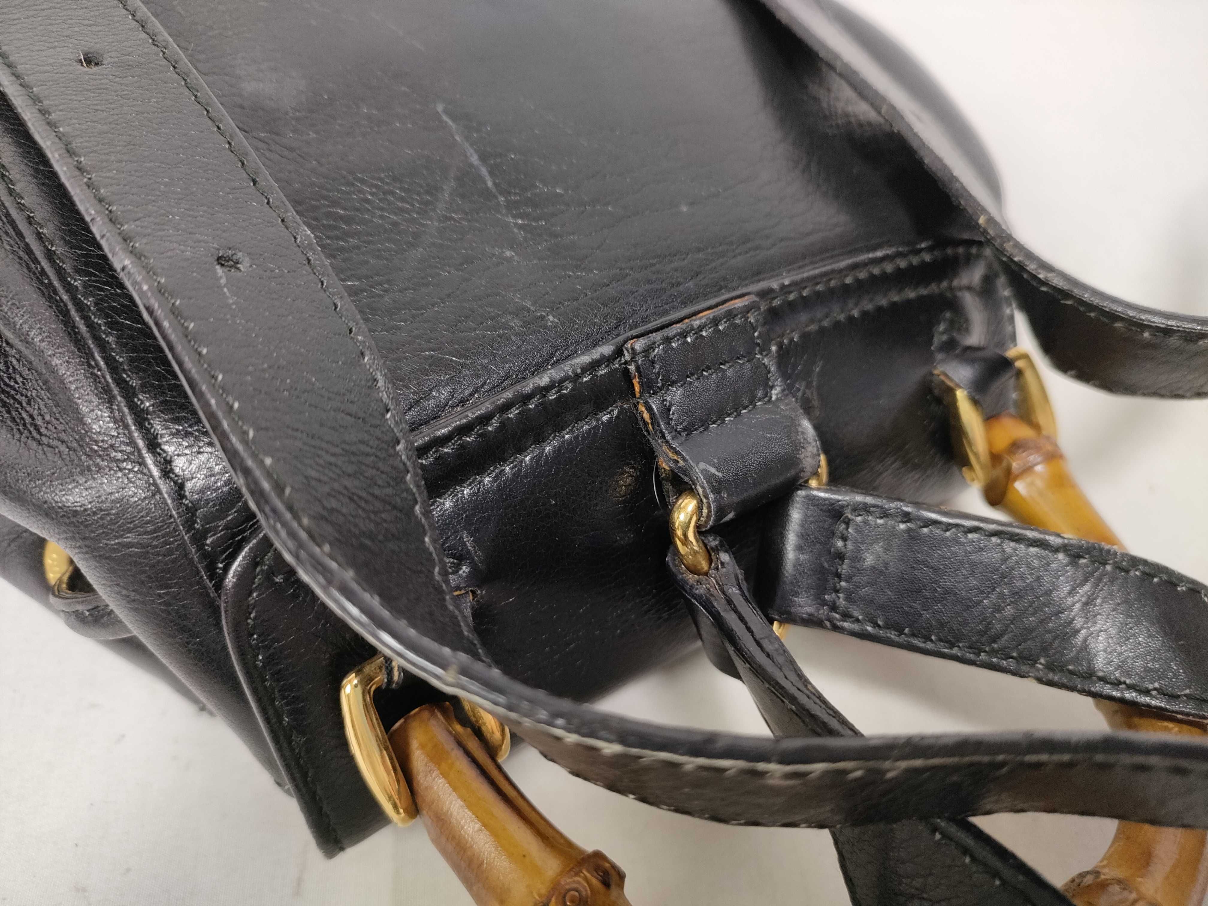 Bamboo Gucci Black Drawstring Backpack Rucksack — view 11