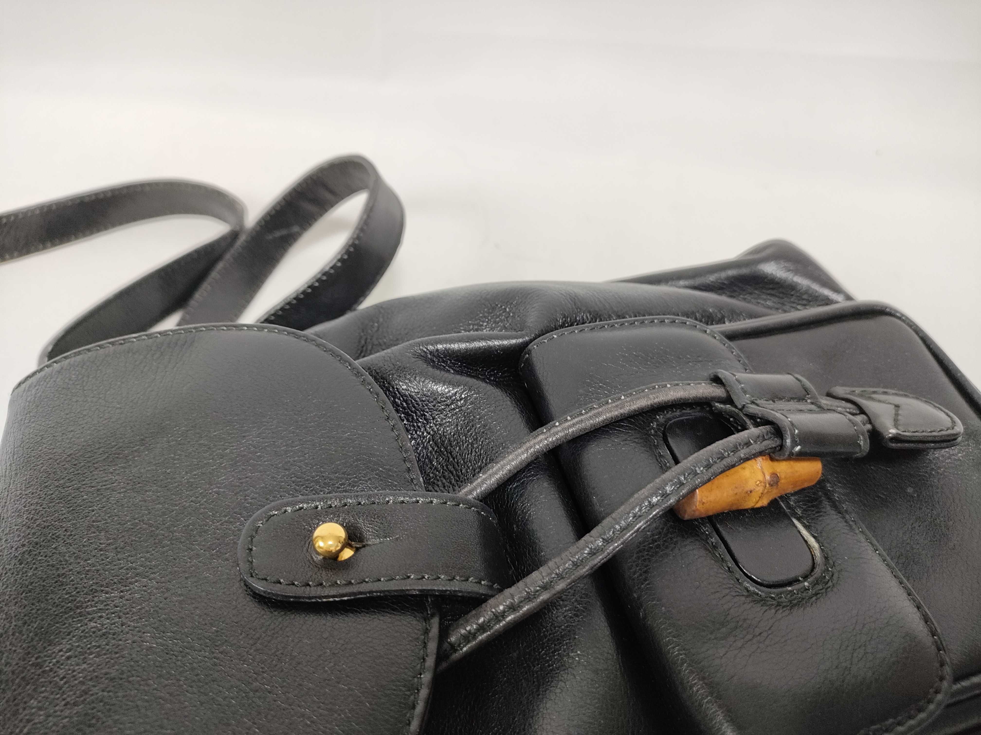 Bamboo Gucci Black Drawstring Backpack Rucksack — view 13