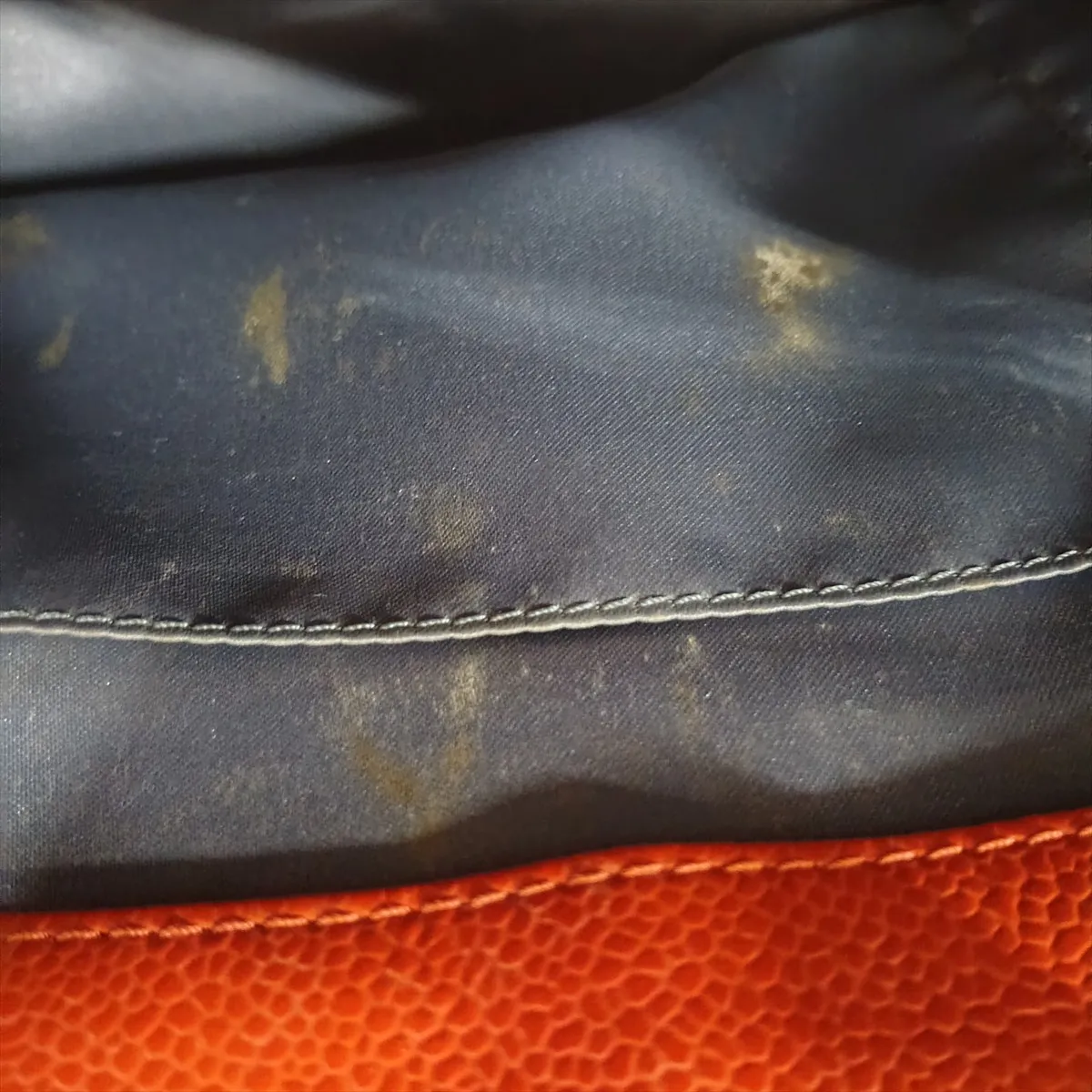 GST Caviar Skin Chain Tote Bag, Orange, Silver Hardware, 16559661, Serial Number 16 — view 15