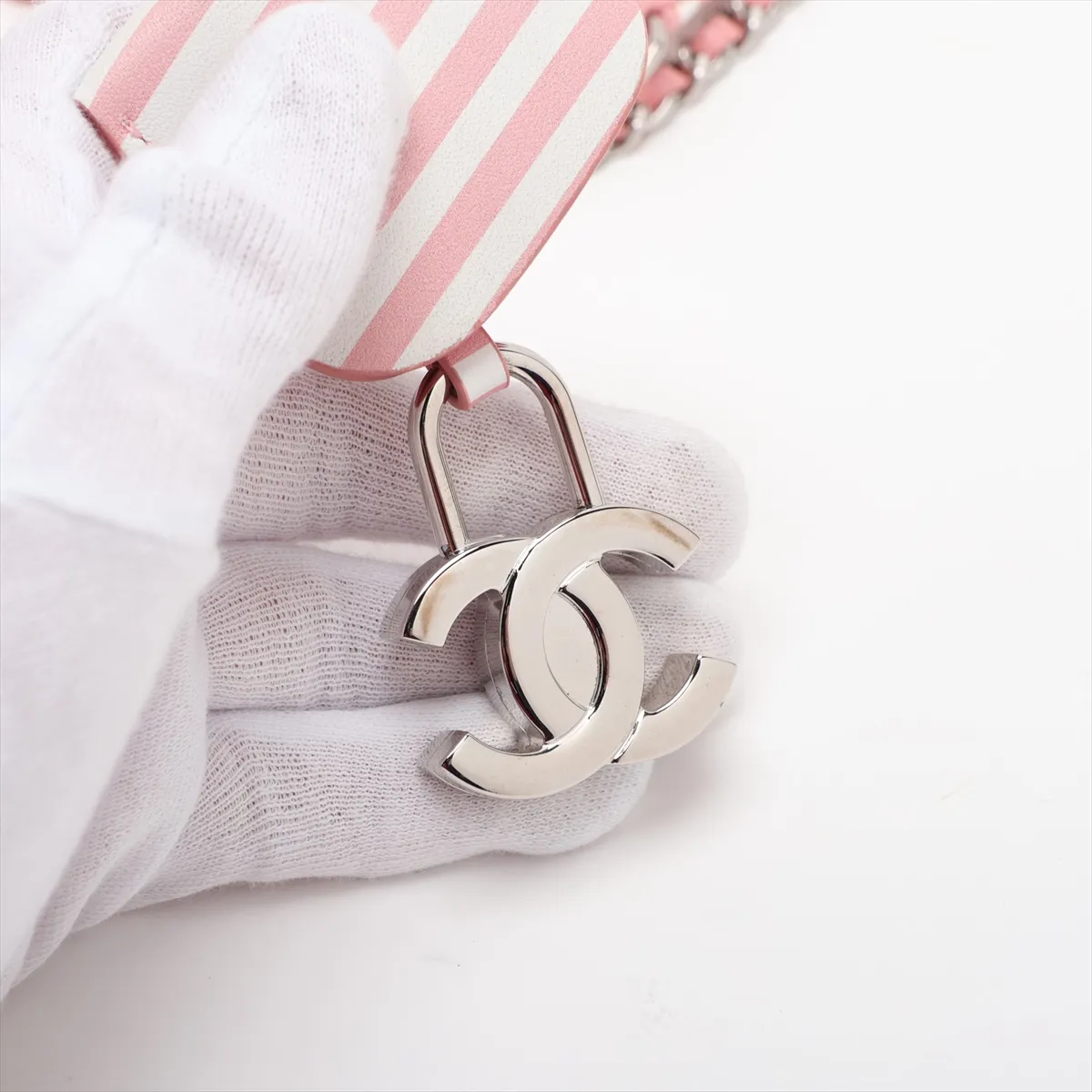 CC Filigree Caviar Skin 2-Way Shoulder Bag, Pink x White, Silver Hardware, 27387292, Serial Number 27 — view 11