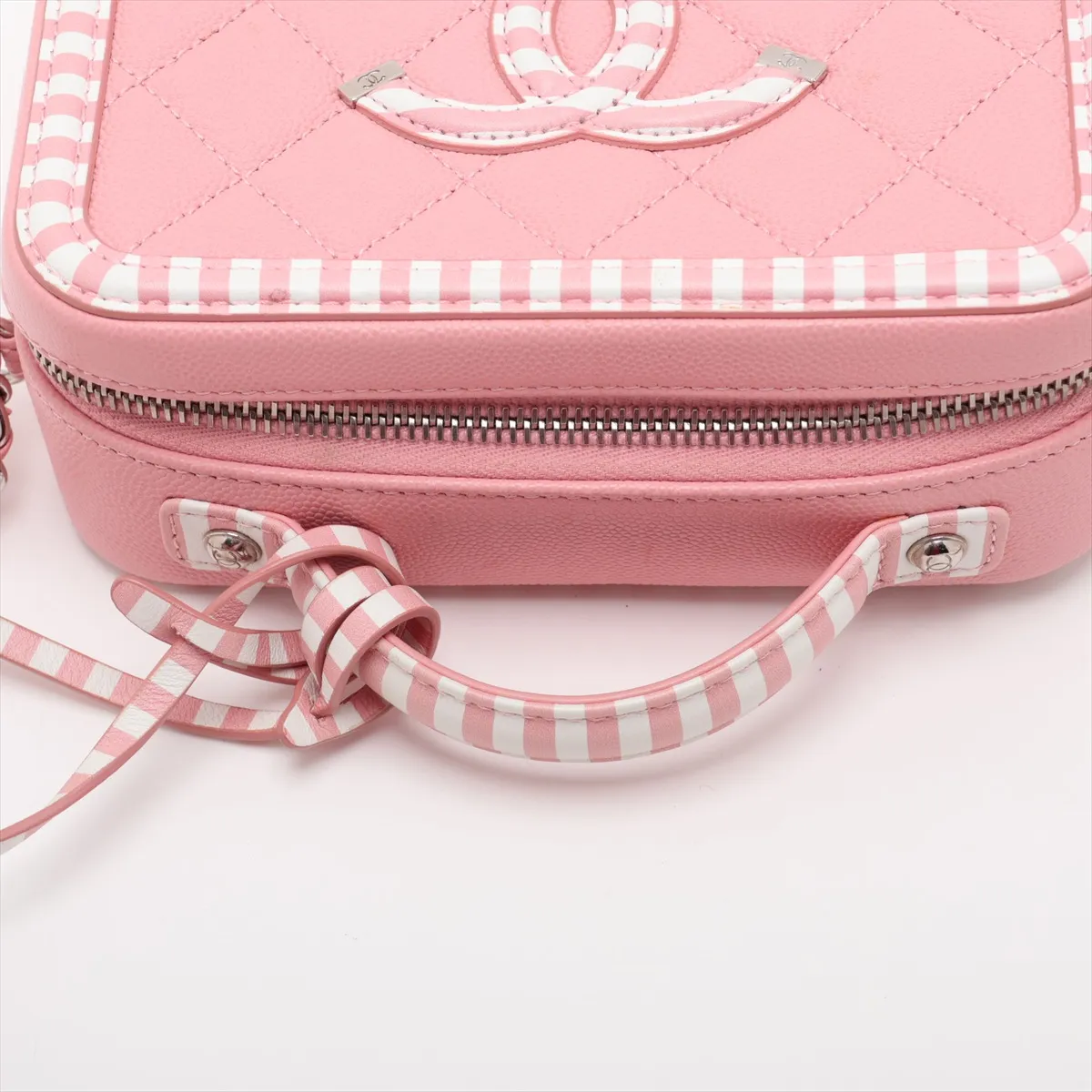 CC Filigree Caviar Skin 2-Way Shoulder Bag, Pink x White, Silver Hardware, 27387292, Serial Number 27 — view 5