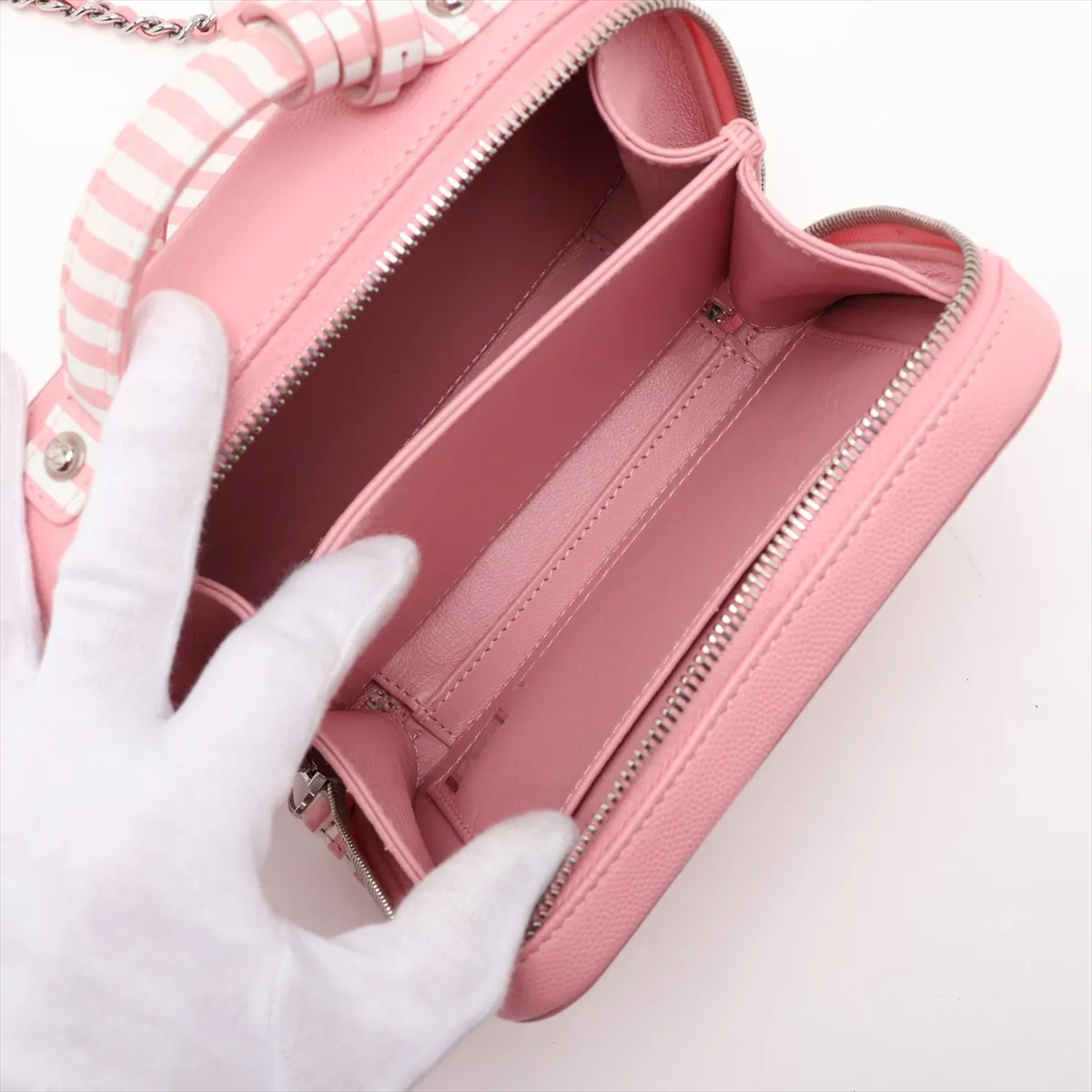 CC Filigree Caviar Skin 2-Way Shoulder Bag, Pink x White, Silver Hardware, 27387292, Serial Number 27 — view 8