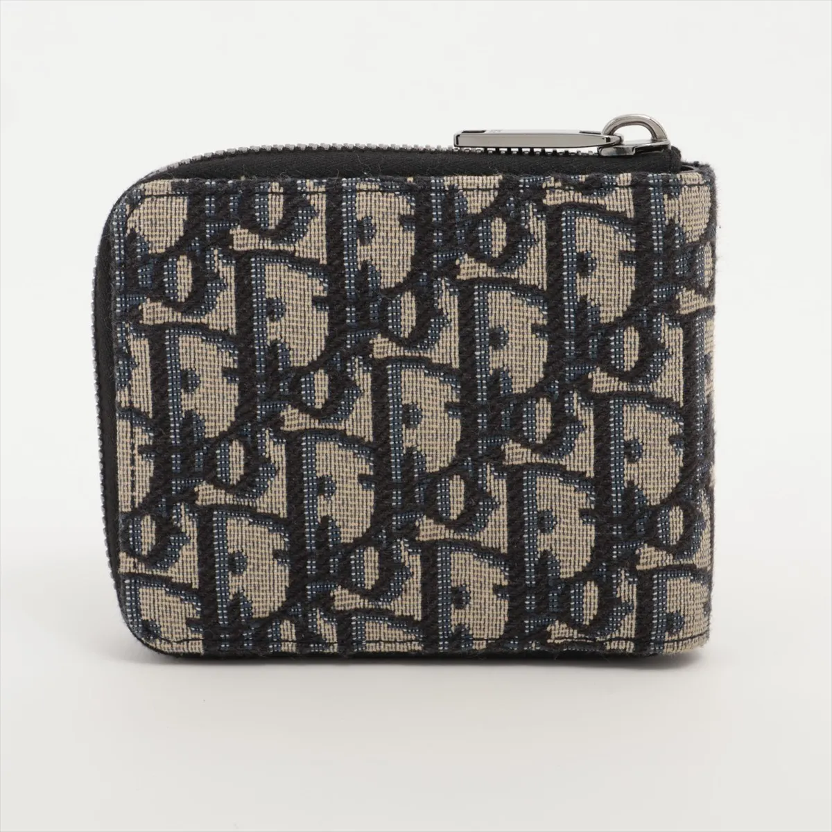 Oblique Canvas x Leather Compact Wallet, Black x Navy — view 2