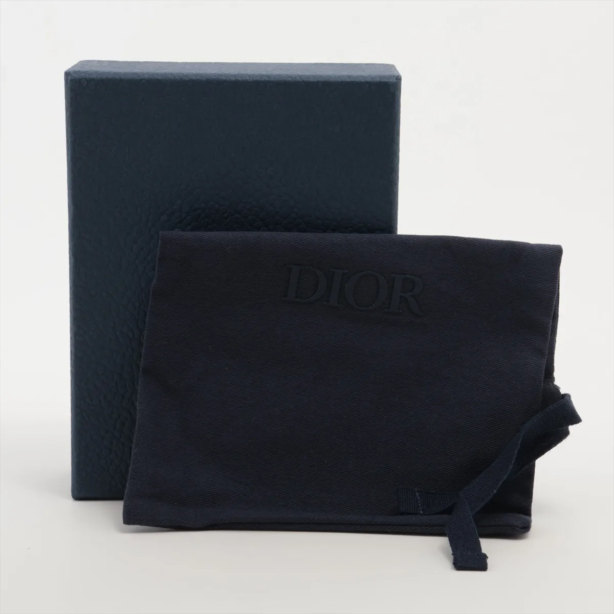 Oblique Canvas x Leather Compact Wallet, Black x Navy — view 7