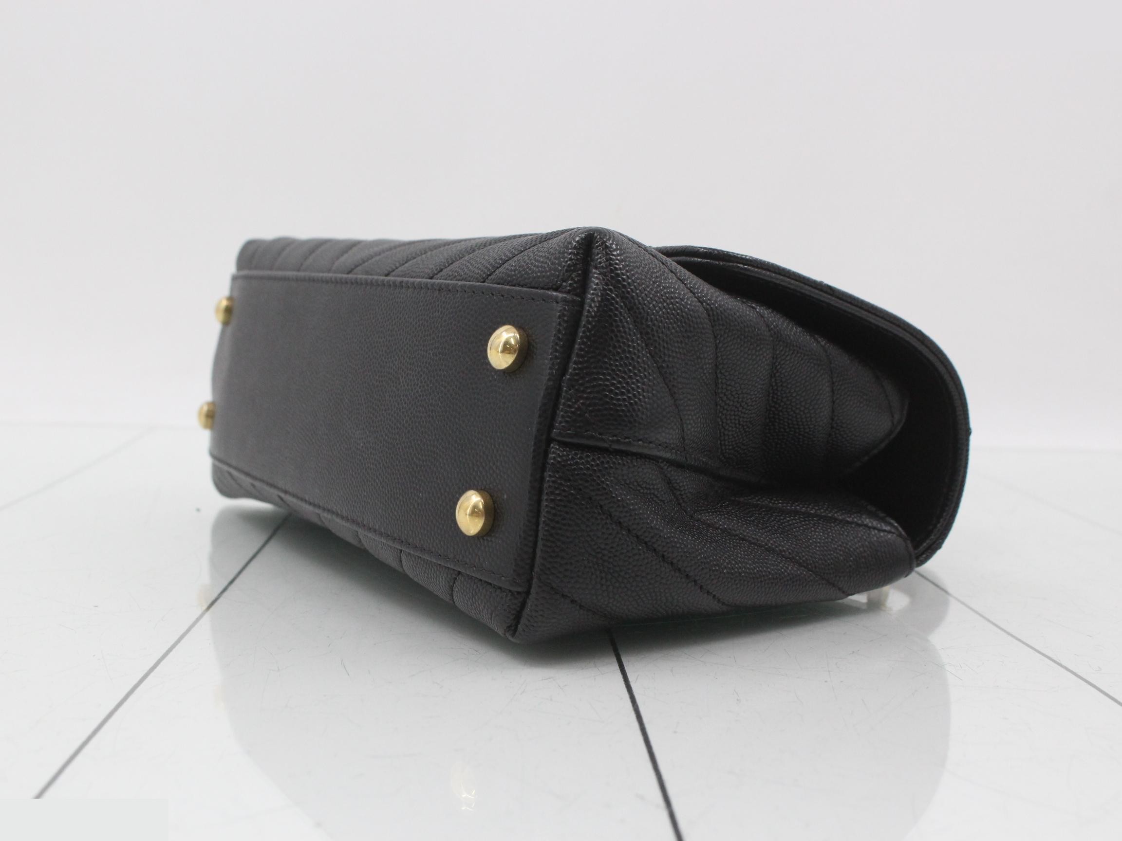 Caviar leather V-stitch top handle chain shoulder bag (2-way) — view 6