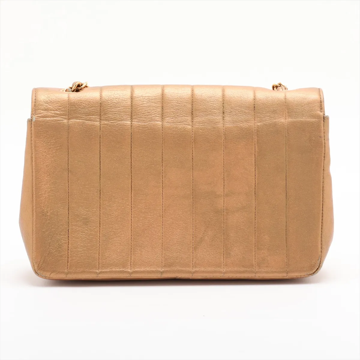 Mademoiselle Leather Single Flap Single Chain Bag, Gold, Gold Hardware, 2416004, Series 2 — view 2