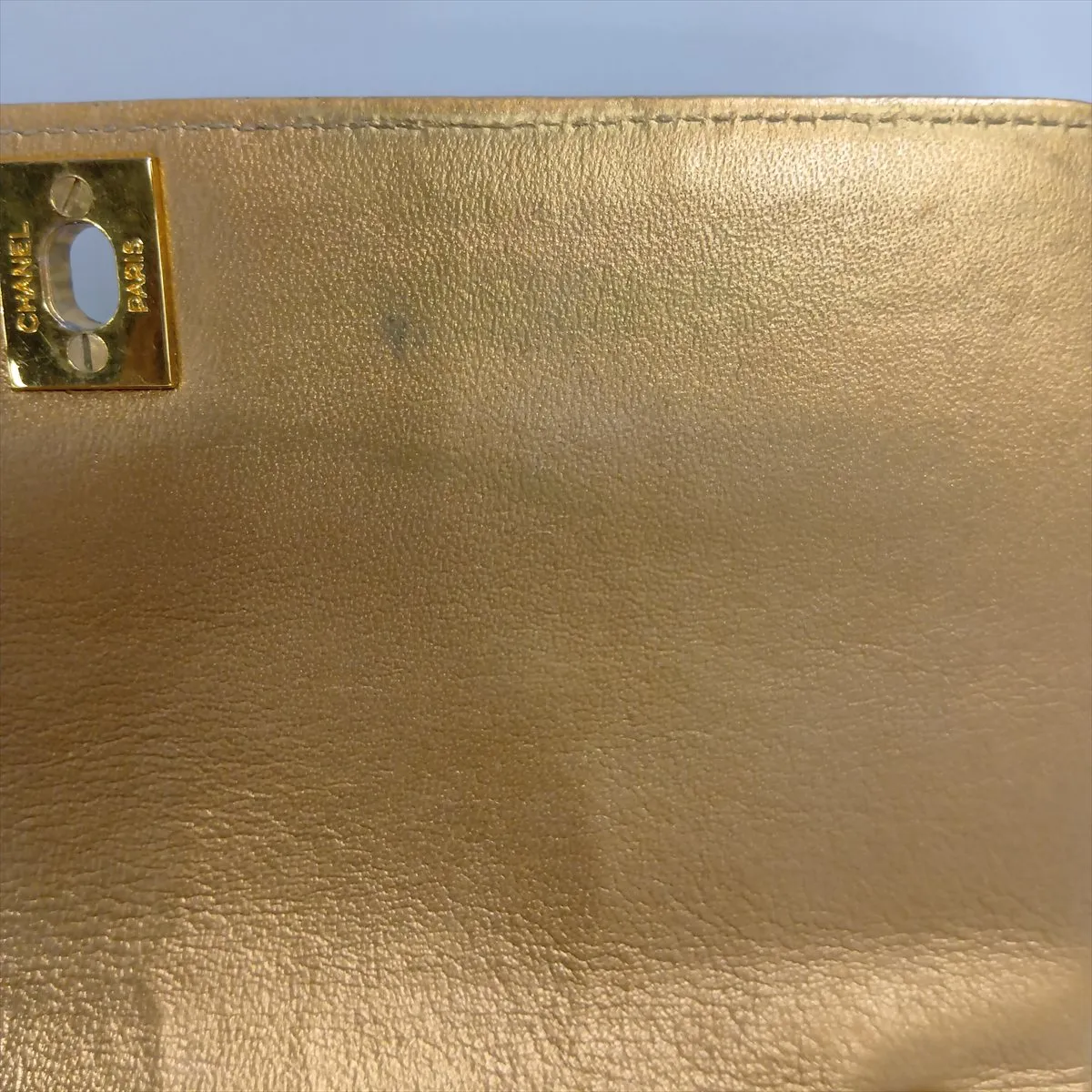 Mademoiselle Leather Single Flap Single Chain Bag, Gold, Gold Hardware, 2416004, Series 2 — view 12