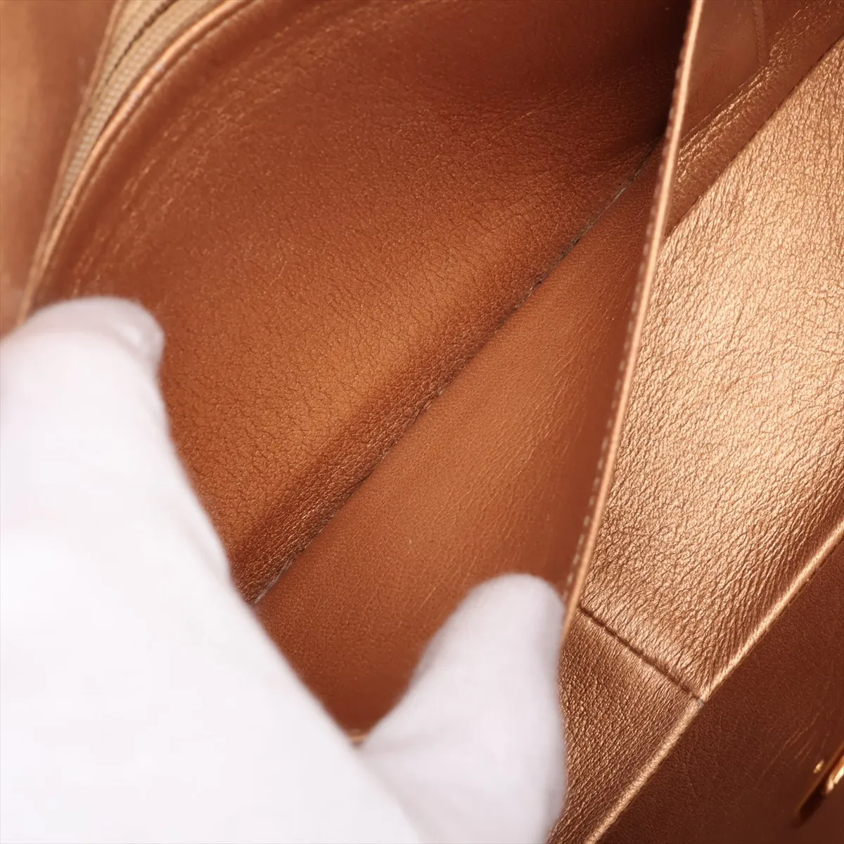 Mademoiselle Leather Single Flap Single Chain Bag, Gold, Gold Hardware, 2416004, Series 2 — view 8