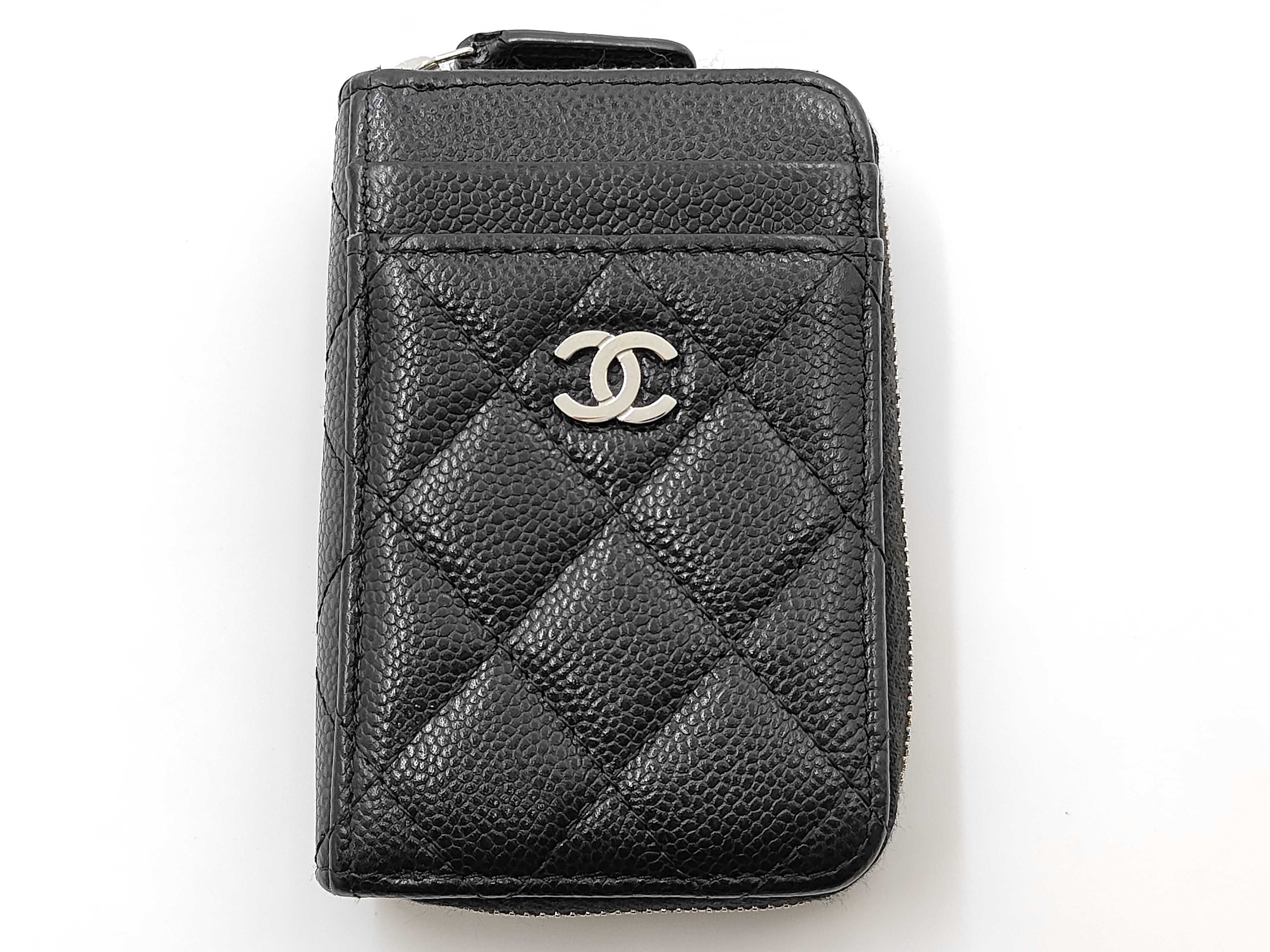 Matelassé Zip Wallet, Caviar Leather, Black, Series 30 Coin Case