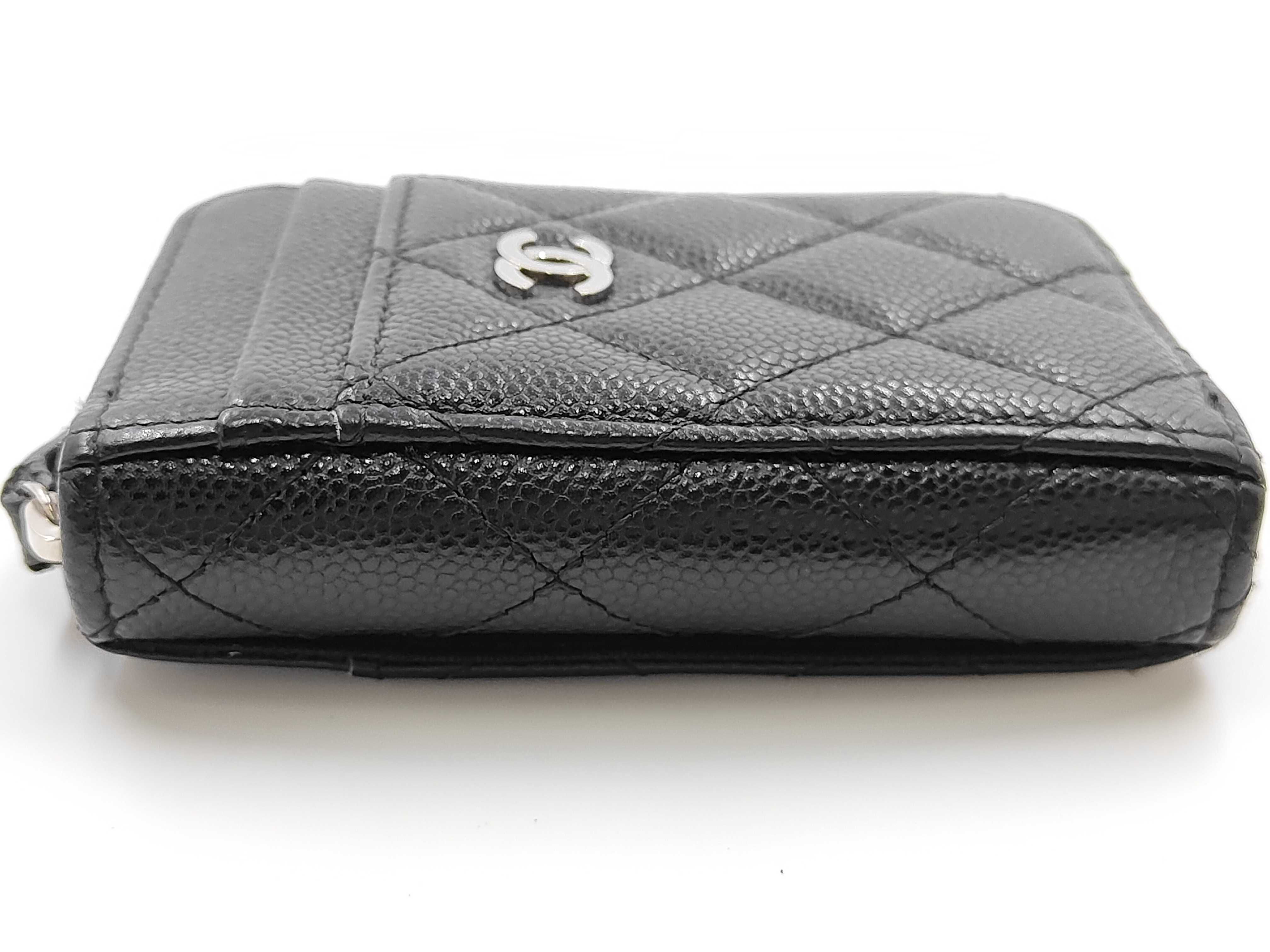 Matelassé Zip Wallet, Caviar Leather, Black, Series 30 Coin Case — view 3