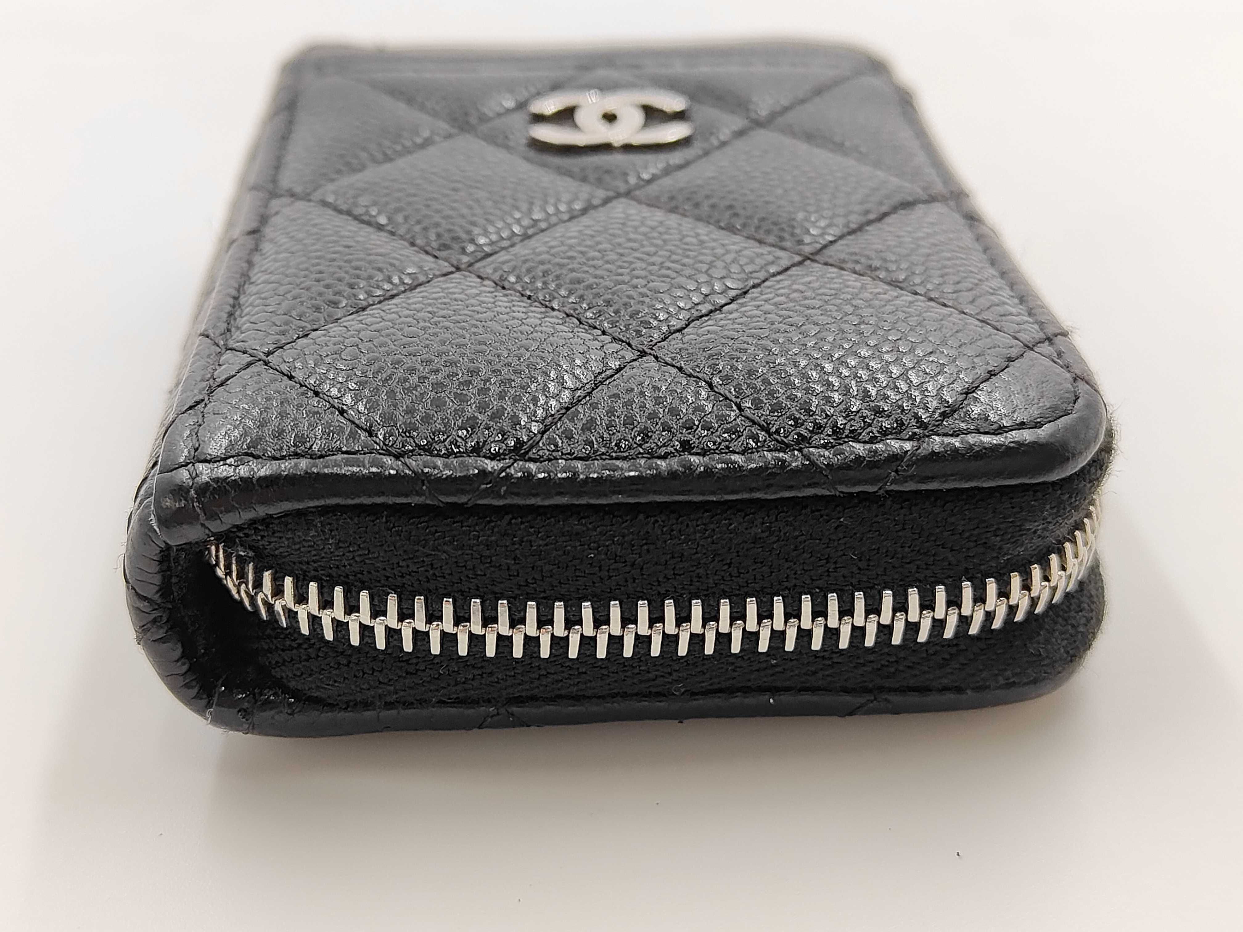Matelassé Zip Wallet, Caviar Leather, Black, Series 30 Coin Case — view 4