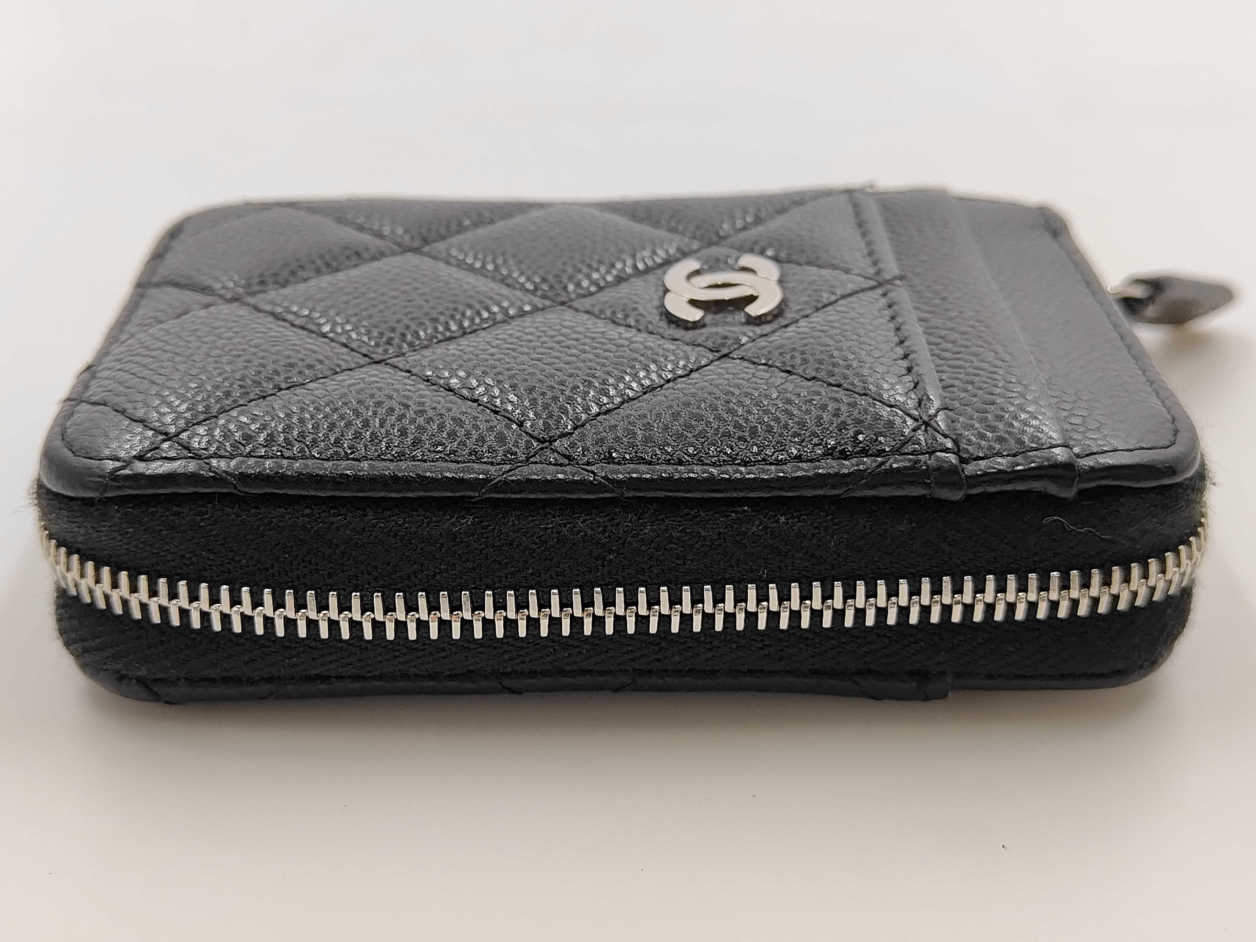 Matelassé Zip Wallet, Caviar Leather, Black, Series 30 Coin Case — view 5