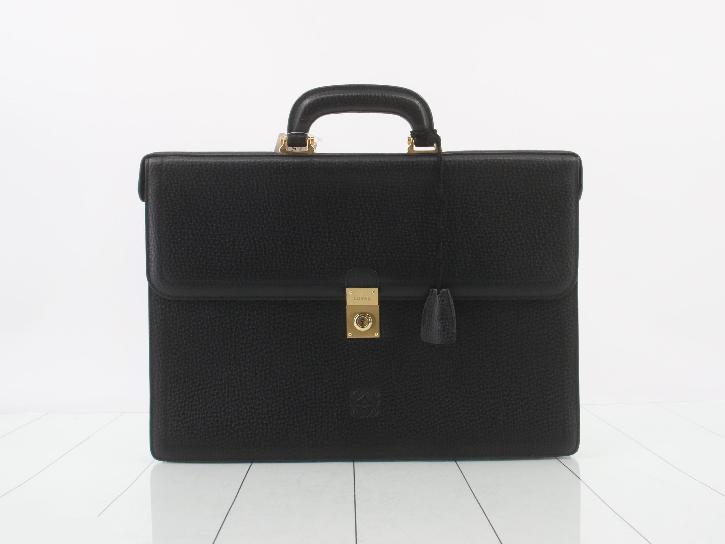 Anagram Business Bag, Black Leather