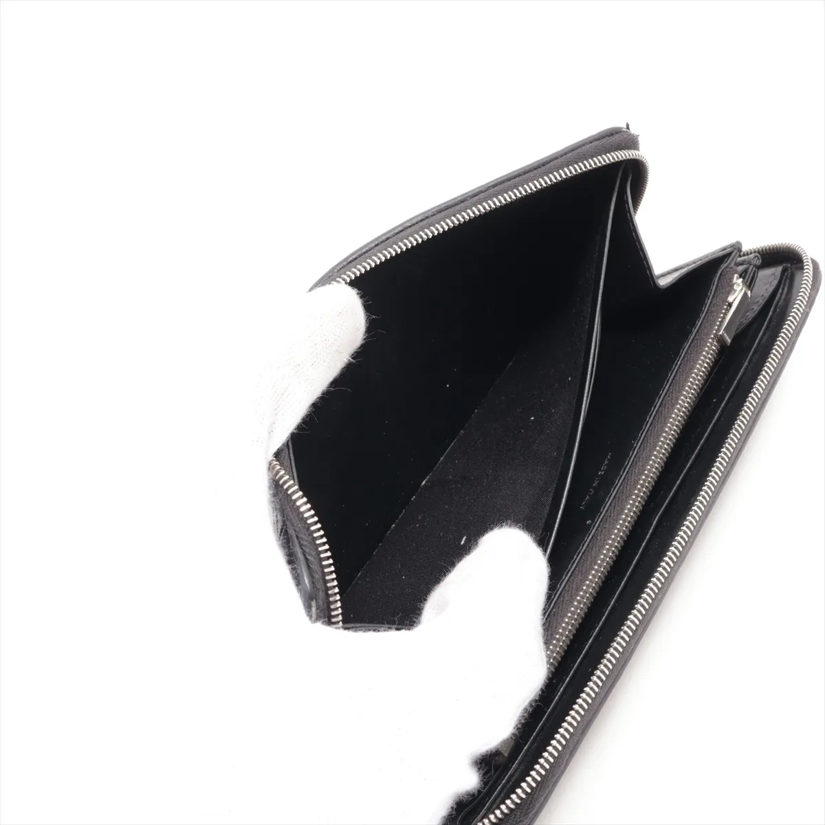 Croco Embossed Round Zip Wallet Black — view 4