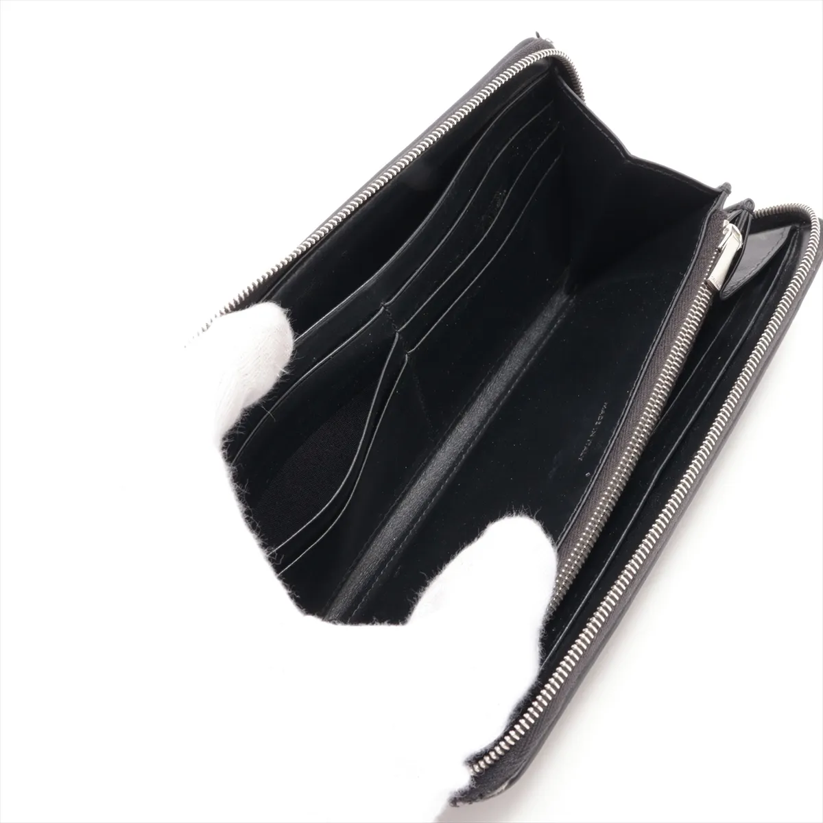 Croco Embossed Round Zip Wallet Black — view 5