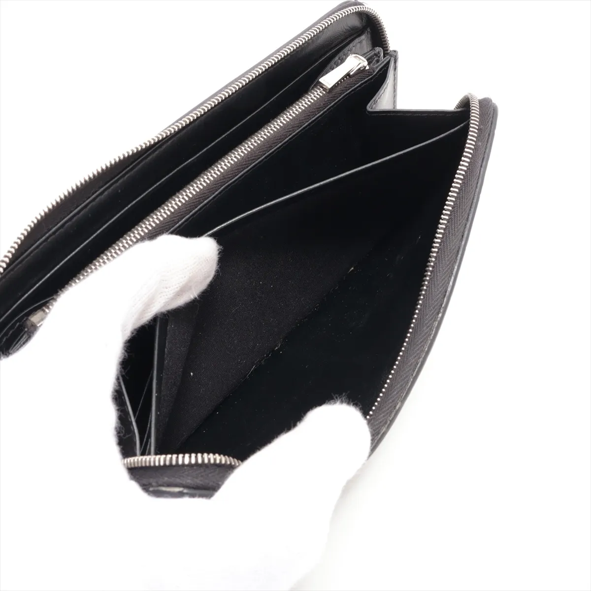 Croco Embossed Round Zip Wallet Black — view 7