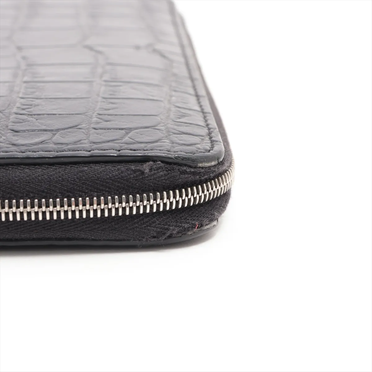 Croco Embossed Round Zip Wallet Black — view 10