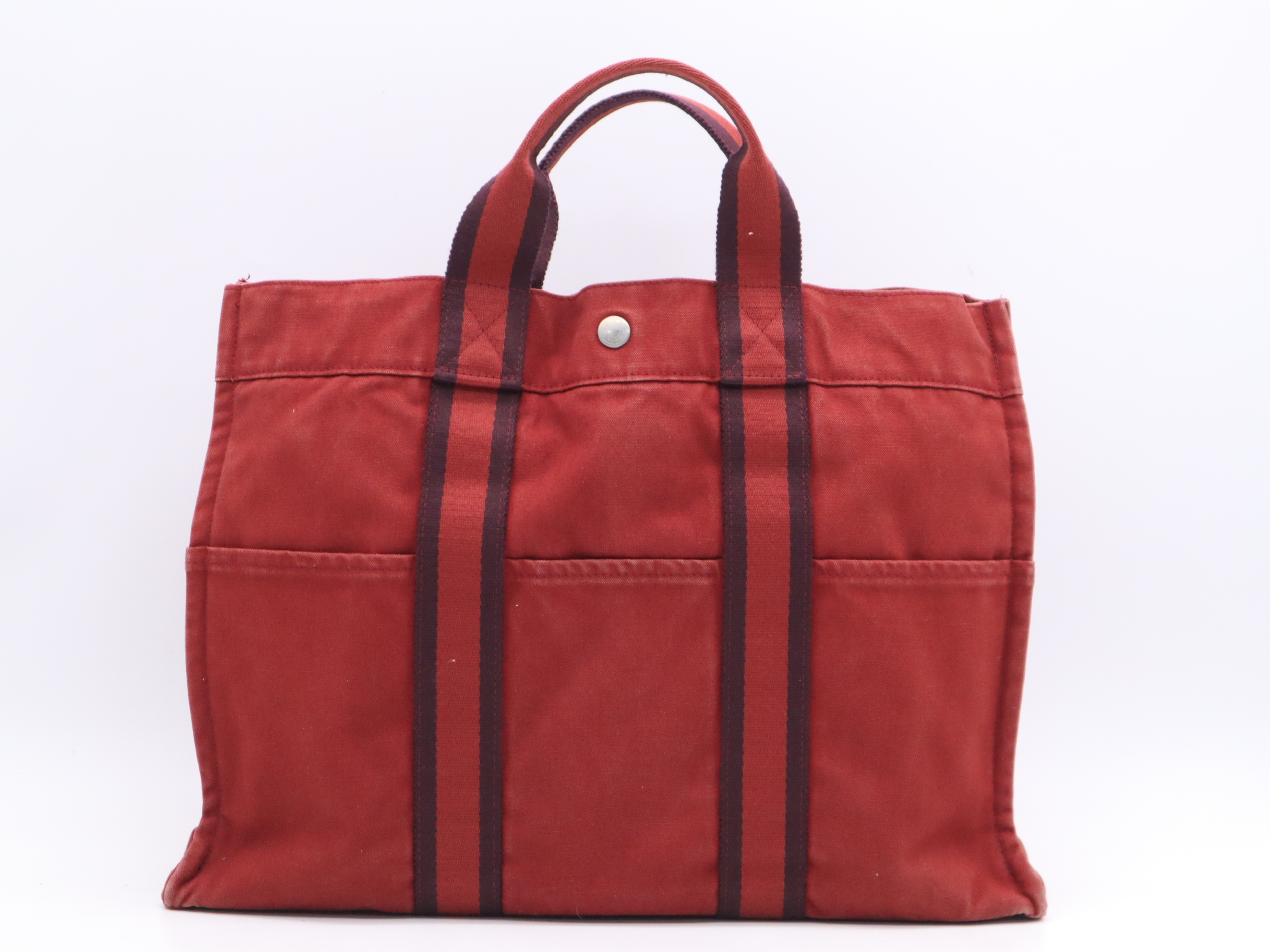 Canvas Fourre-Tout MM Tote Bag, Red, Silver Hardware, Tote Bag — view 2