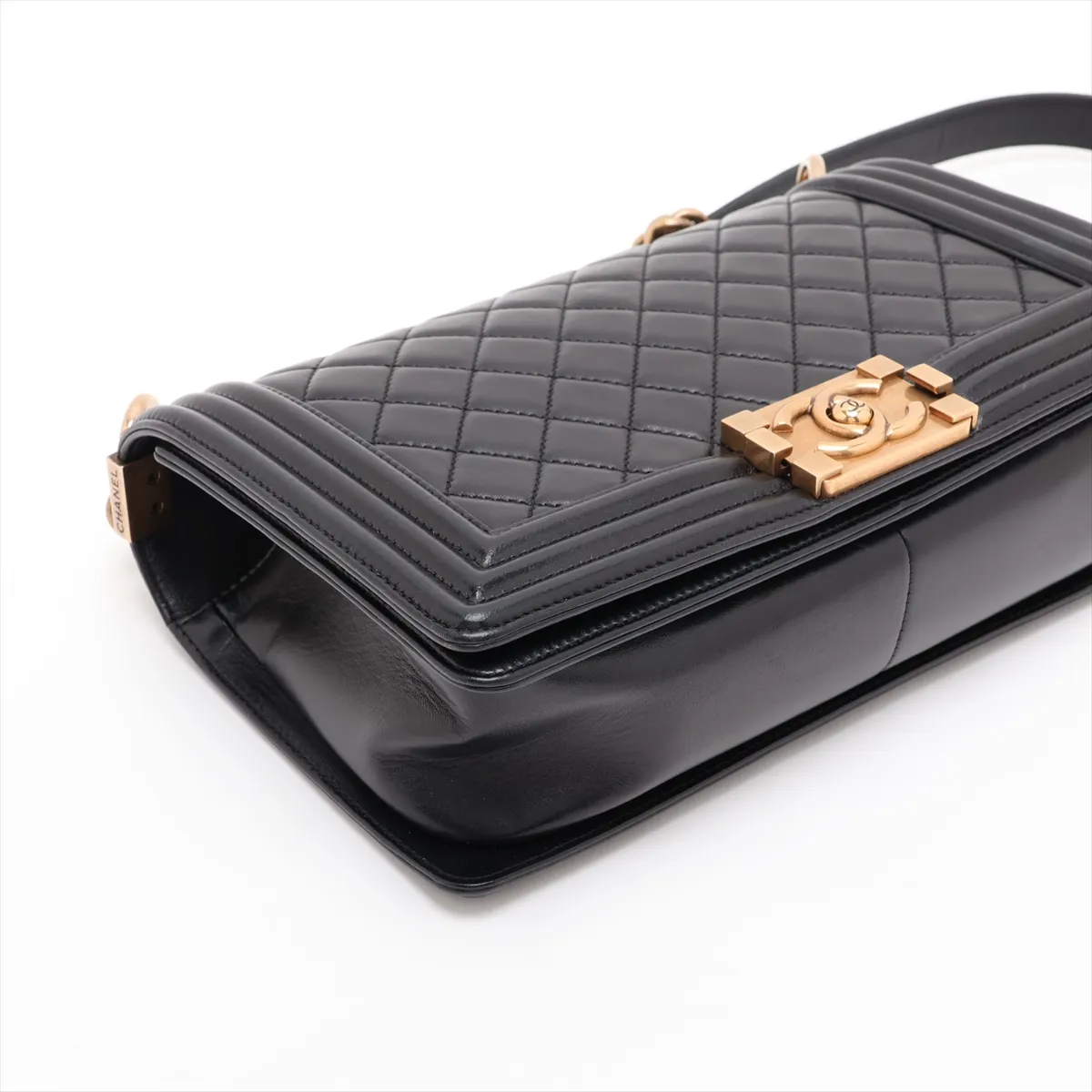 Boy Chanel 25 Lambskin Chain Shoulder Bag, Black with Gold Hardware, Serial Number 19842088 (19 series), A67086 — view 4