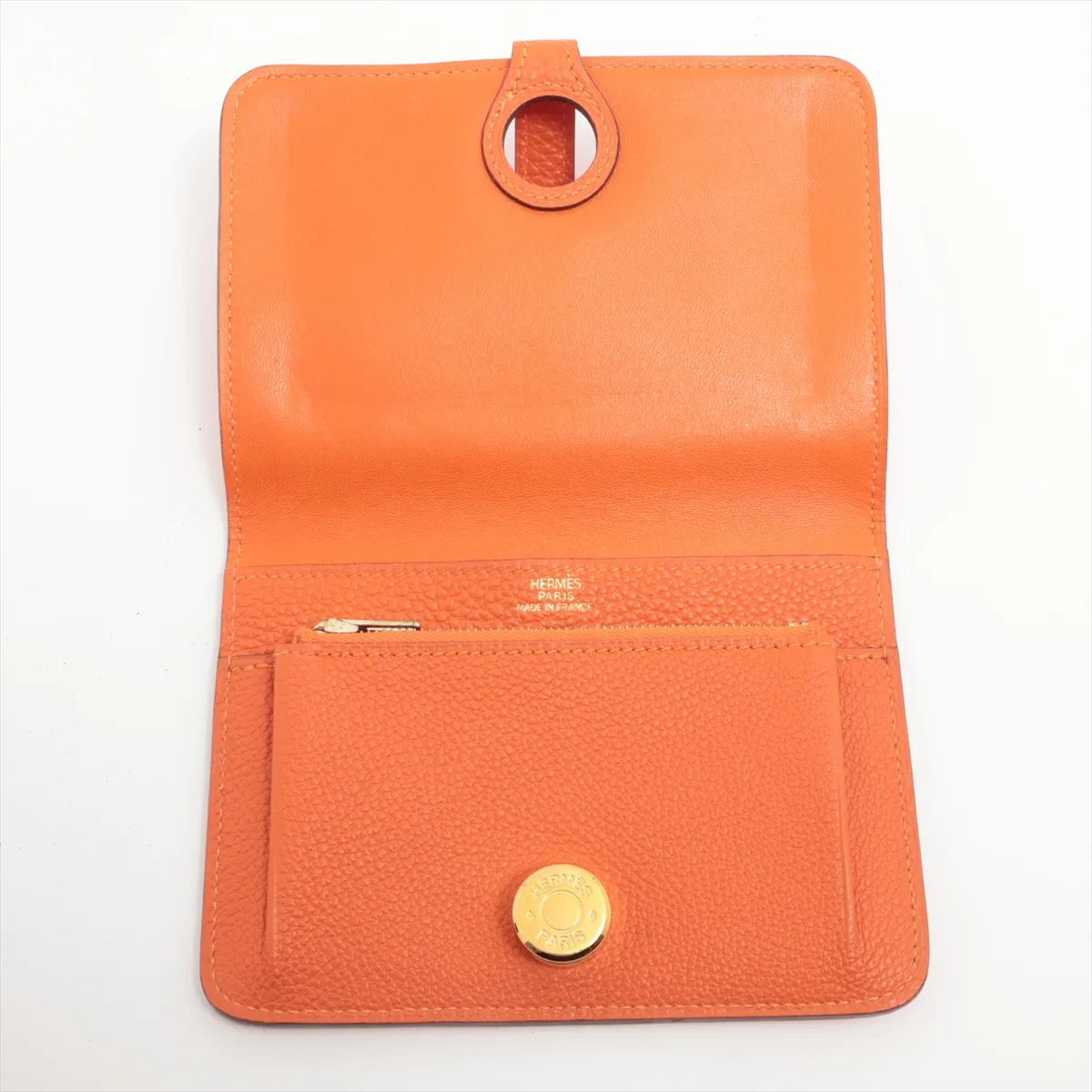 Dogon Compact Togo Compact Wallet Orange Gold Hardware I:2005 — view 3