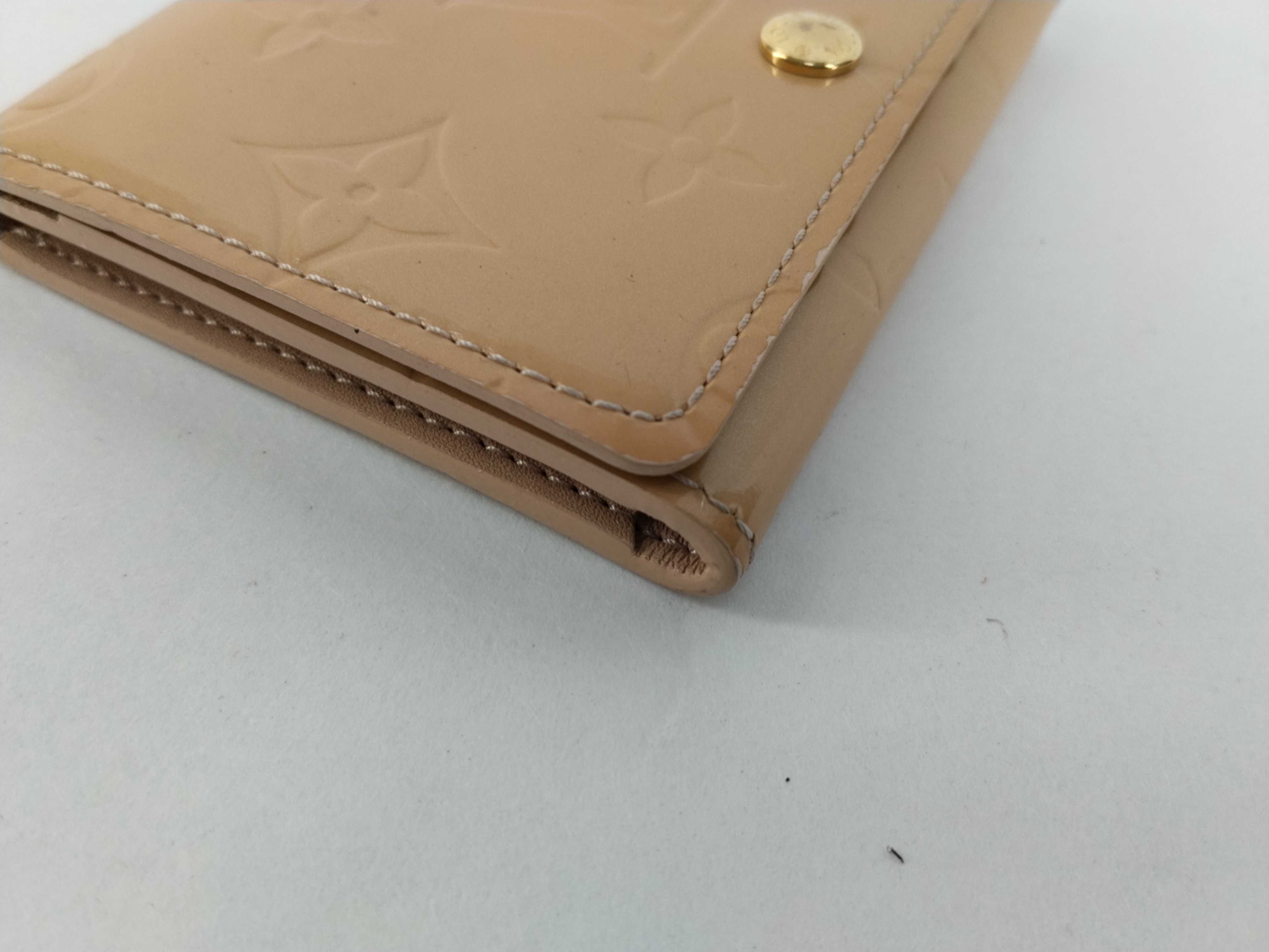 Monogram Vernis Envelope Carte Visite M91407 Rose Florentine Beige Patent Leather Card Case Business Card Holder Card Case — view 3