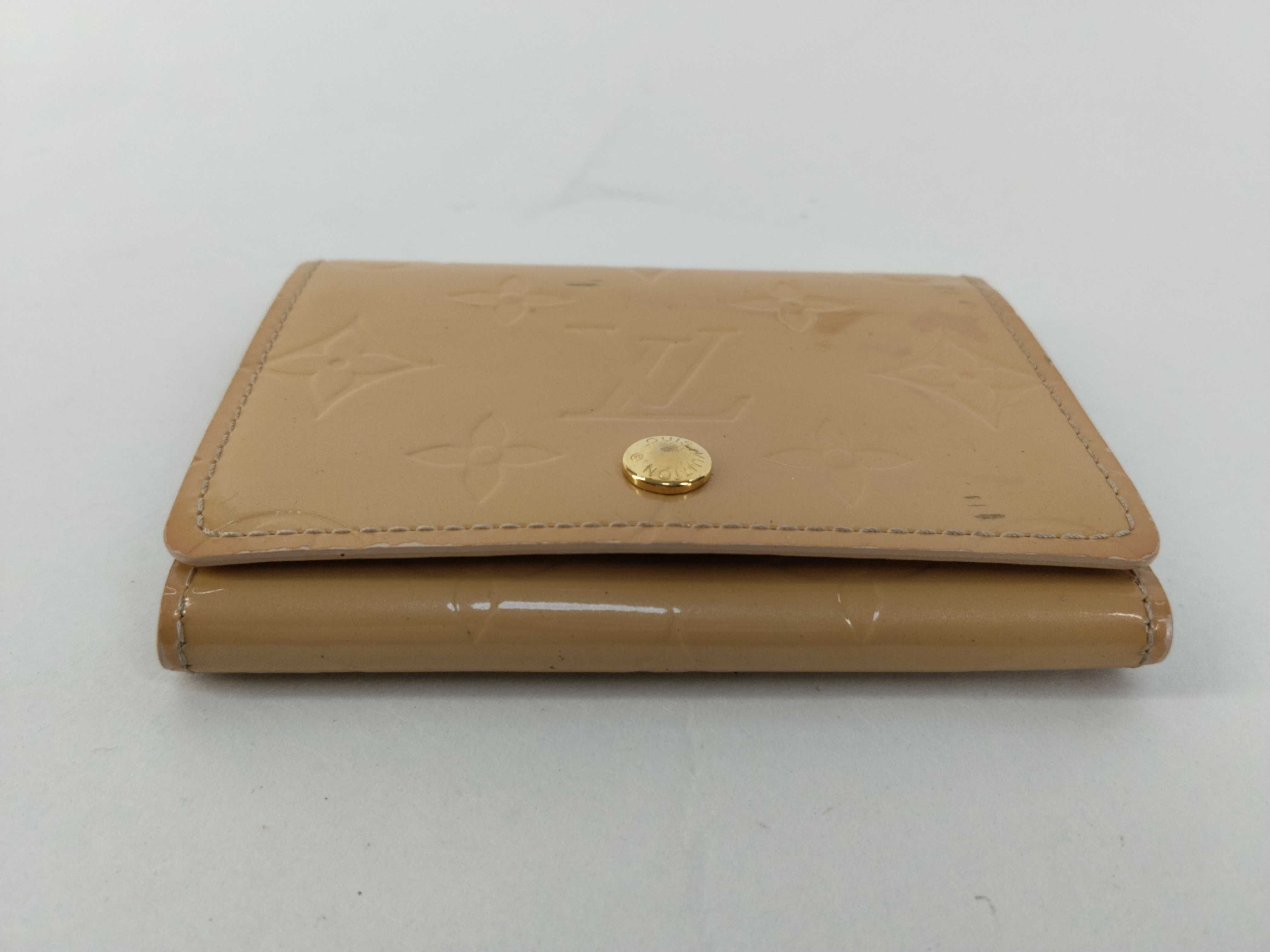 Monogram Vernis Envelope Carte Visite M91407 Rose Florentine Beige Patent Leather Card Case Business Card Holder Card Case — view 5