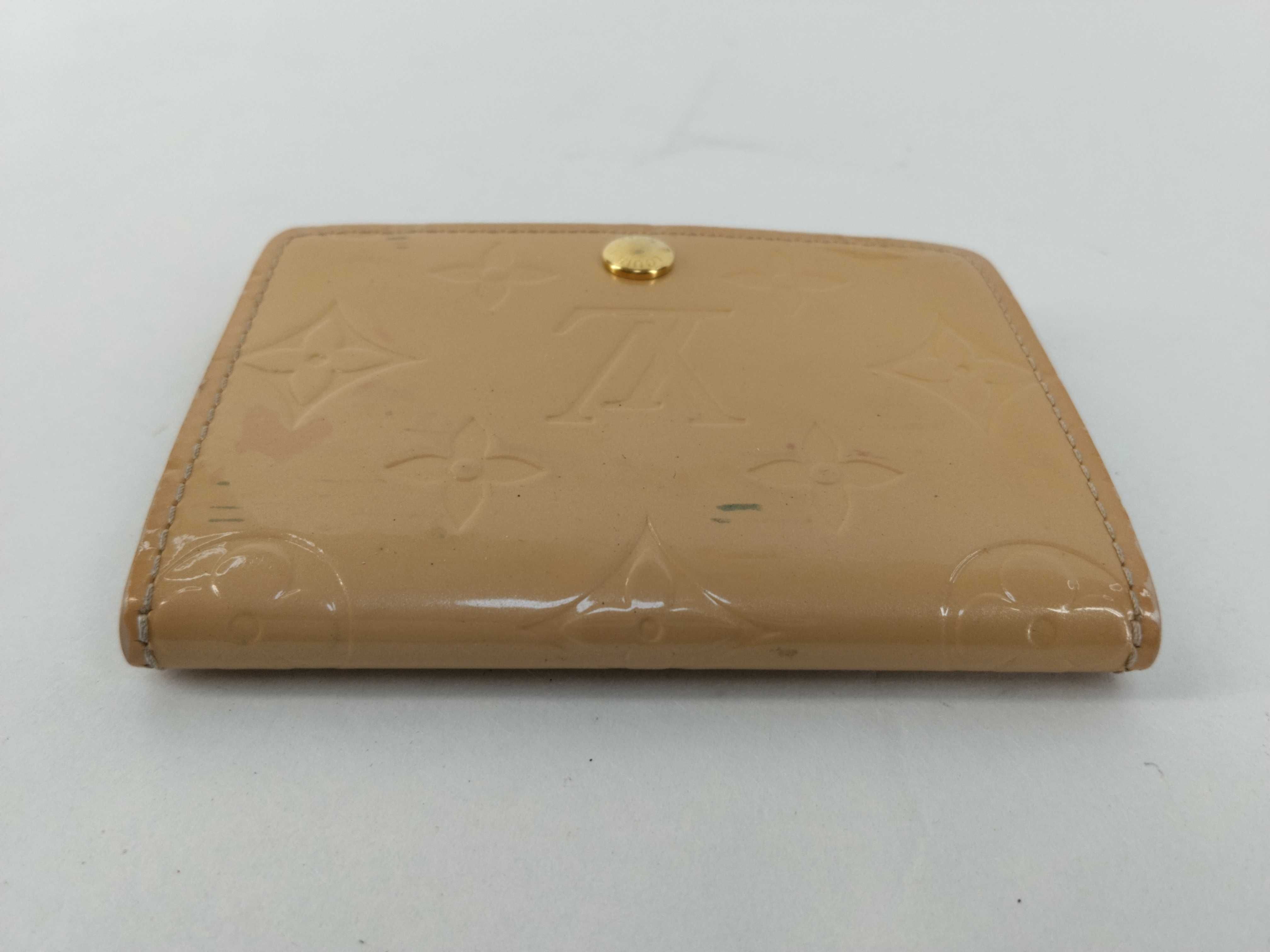 Monogram Vernis Envelope Carte Visite M91407 Rose Florentine Beige Patent Leather Card Case Business Card Holder Card Case — view 7