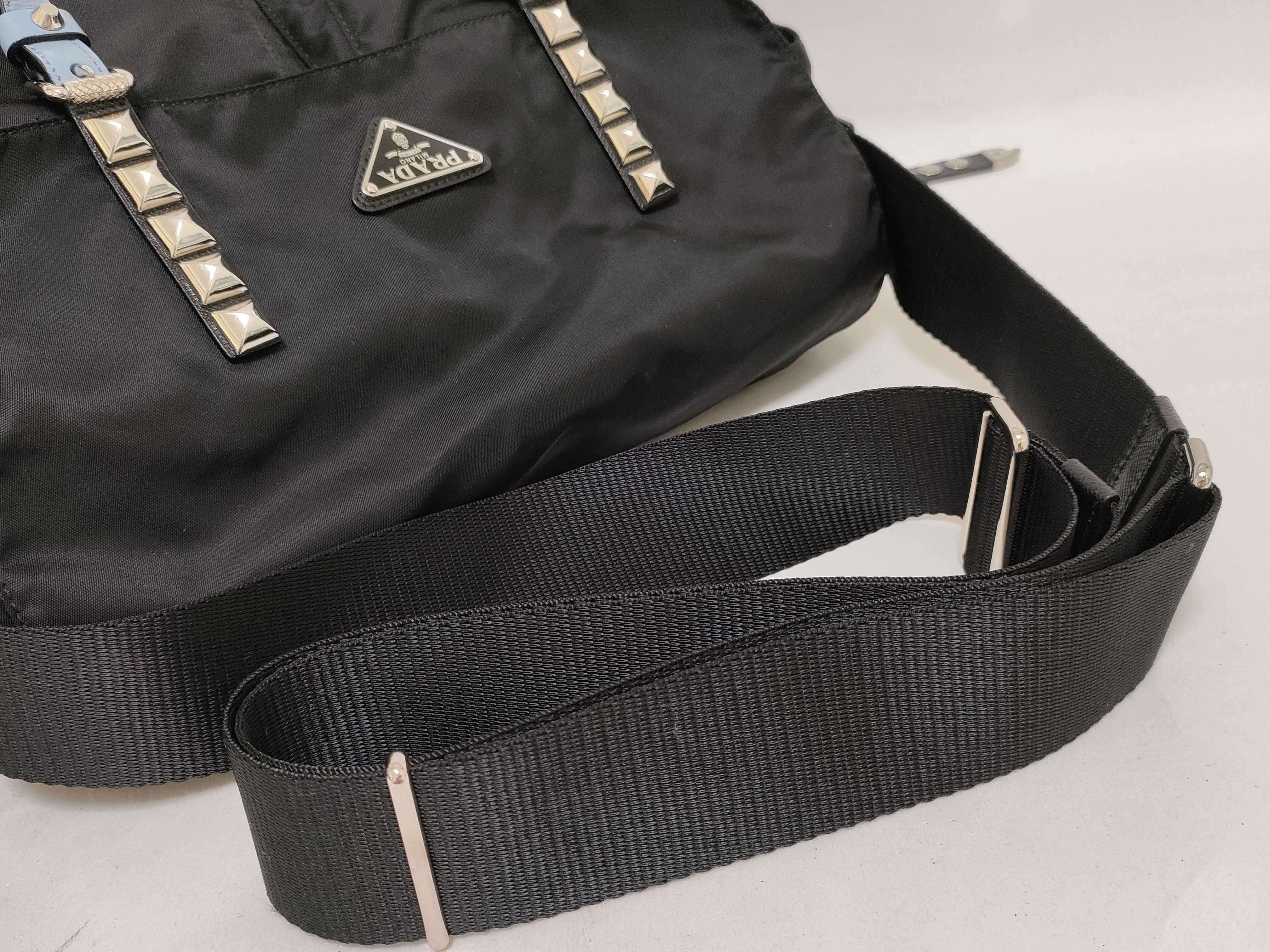 Nylon Prada Tessuto Studded Messenger Shoulder Bag with White Tag and Dust Bag - Excellent Condition — view 3