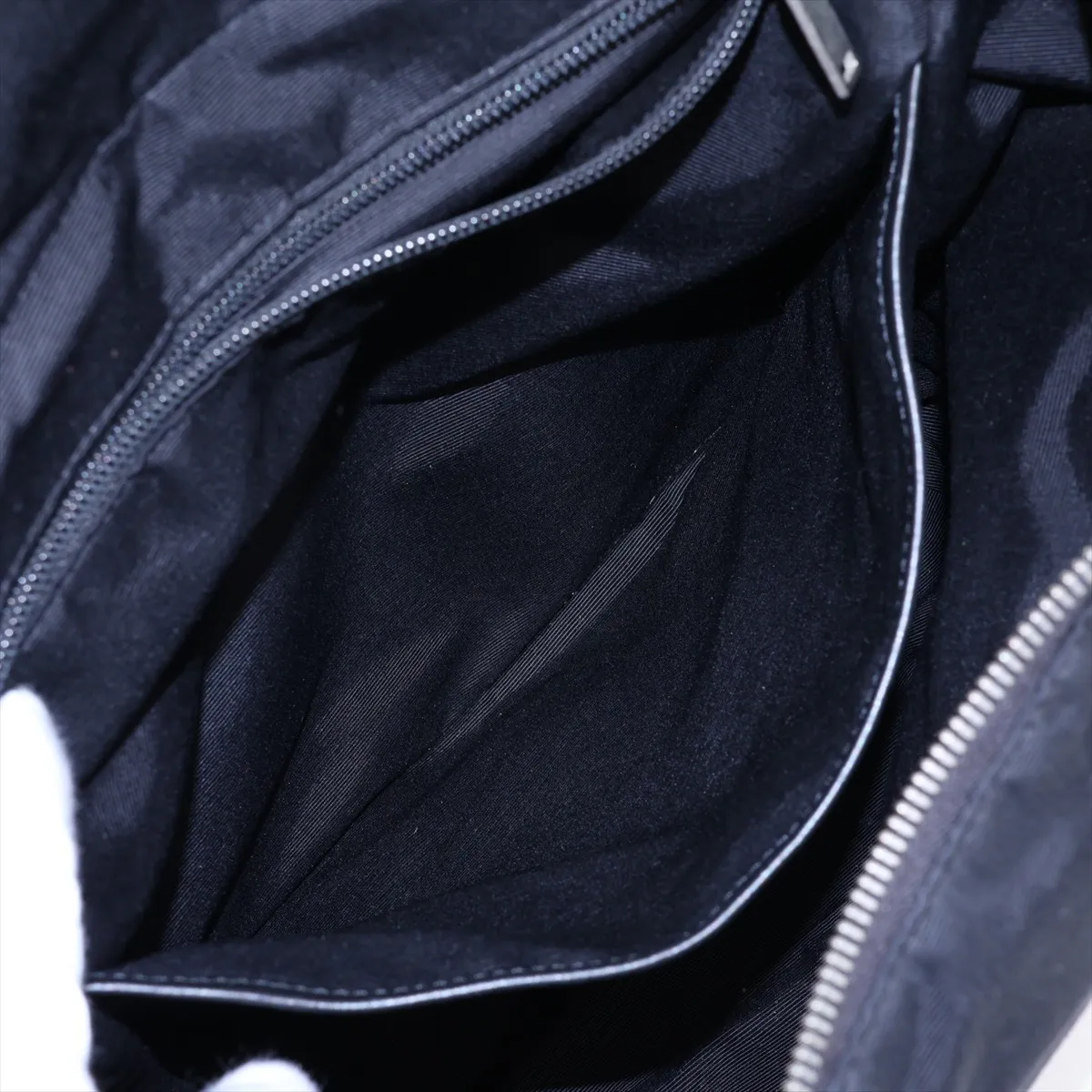 608296 Canvas x Leather Backpack/Rucksack Black — view 9