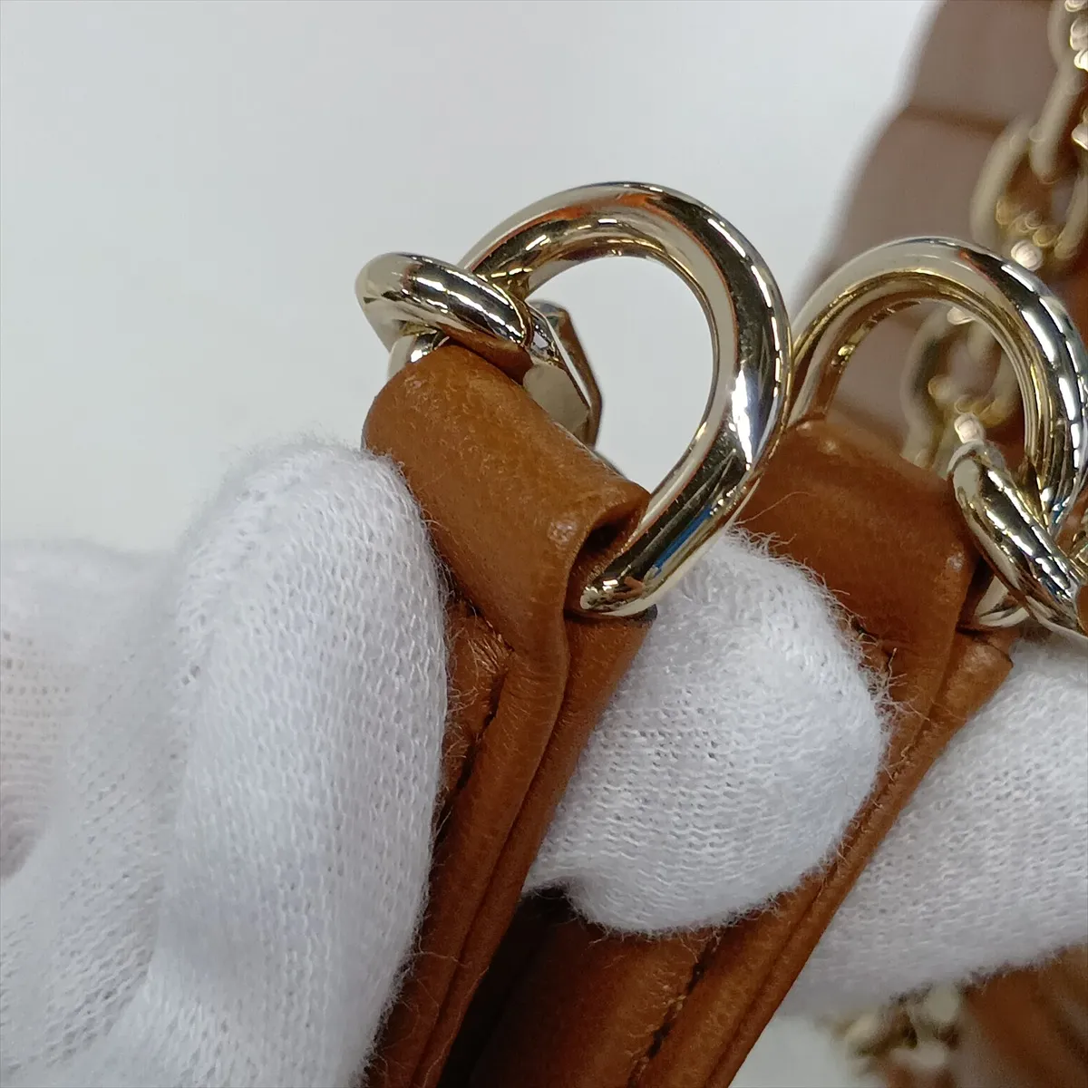 GG Marmont 837280 Leather Chain Shoulder Bag, Beige — view 14