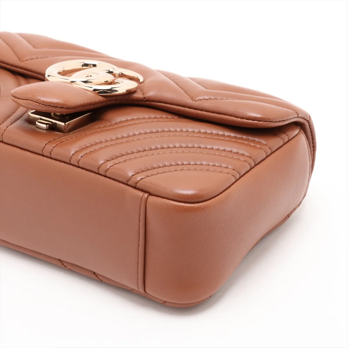 GG Marmont 837280 Leather Chain Shoulder Bag, Beige — view 3