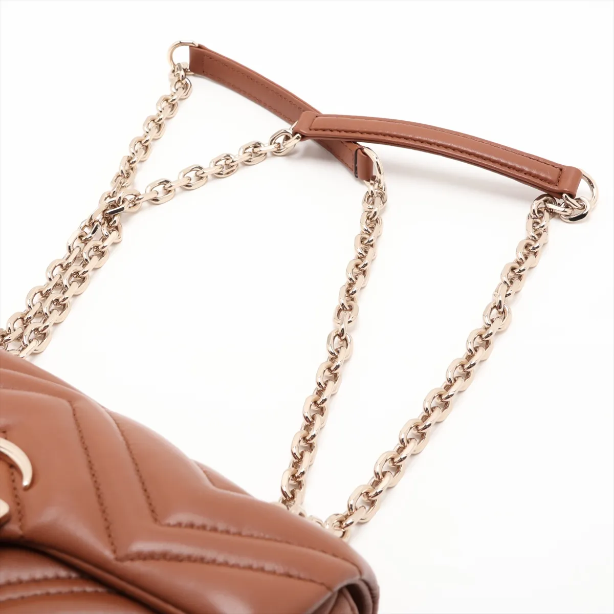 GG Marmont 837280 Leather Chain Shoulder Bag, Beige — view 5
