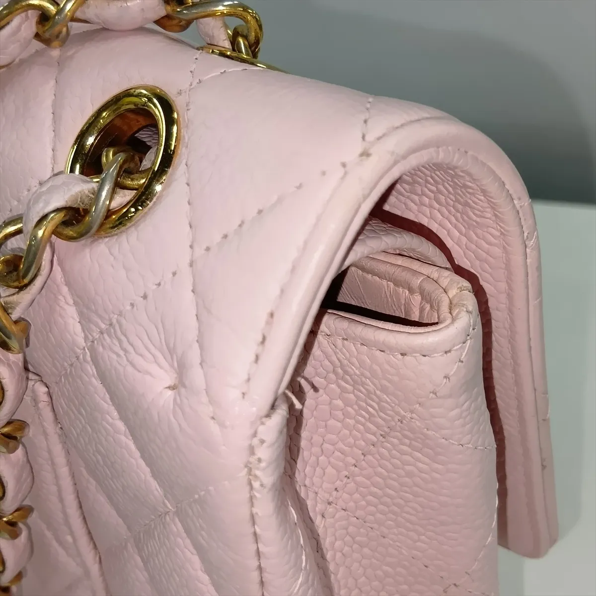 [Individually packaged] Chanel Matelassé 25 Caviar Skin Double Flap Double Chain Bag Pink Gold Hardware A01112 — view 15
