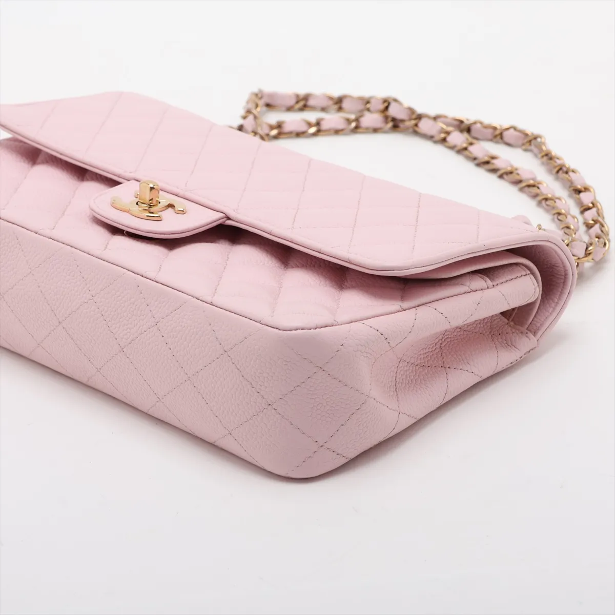 [Individually packaged] Chanel Matelassé 25 Caviar Skin Double Flap Double Chain Bag Pink Gold Hardware A01112 — view 3