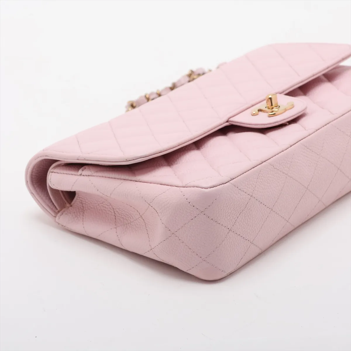 [Individually packaged] Chanel Matelassé 25 Caviar Skin Double Flap Double Chain Bag Pink Gold Hardware A01112 — view 4