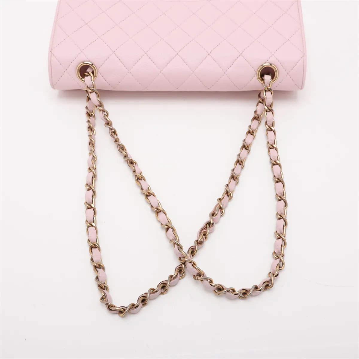 [Individually packaged] Chanel Matelassé 25 Caviar Skin Double Flap Double Chain Bag Pink Gold Hardware A01112 — view 5