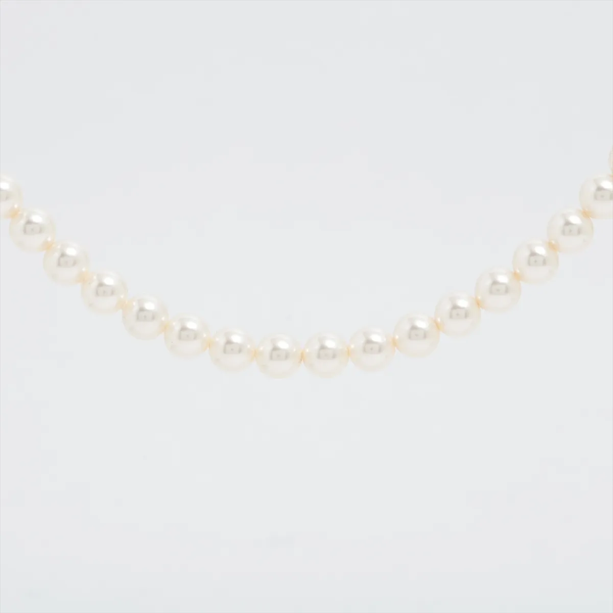 Coco Mark A22K Necklace, GP x Rhinestone x Faux Pearl, Gold. Shows signs of wear, — view 2