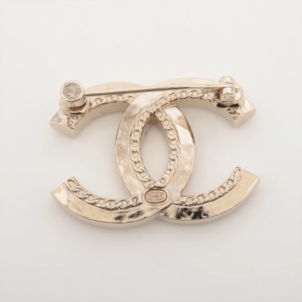Coco Mark A22B Brooch, GP x Rhinestone, Gold, — view 2