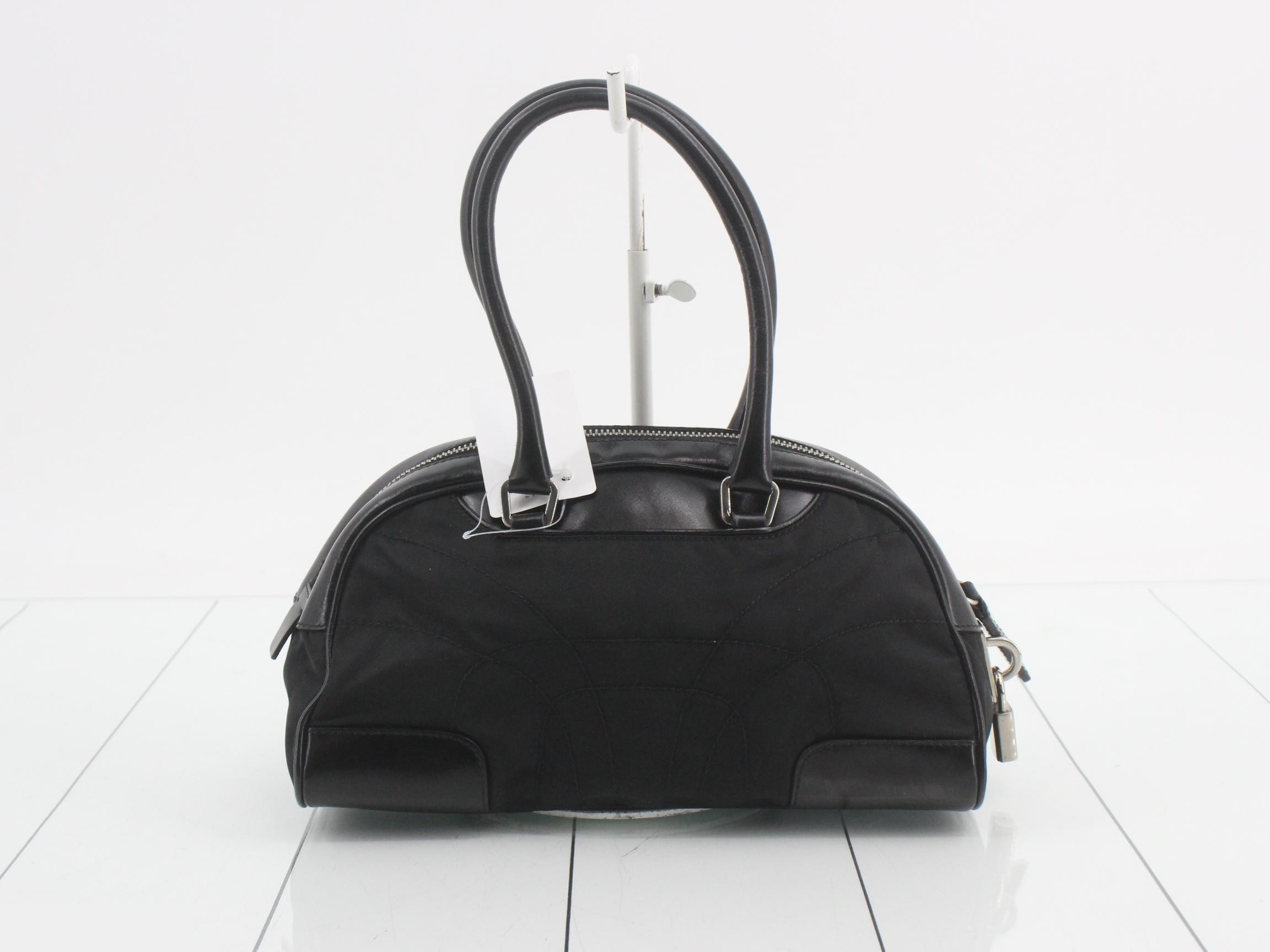 Nylon and leather combination mini handbag — view 2