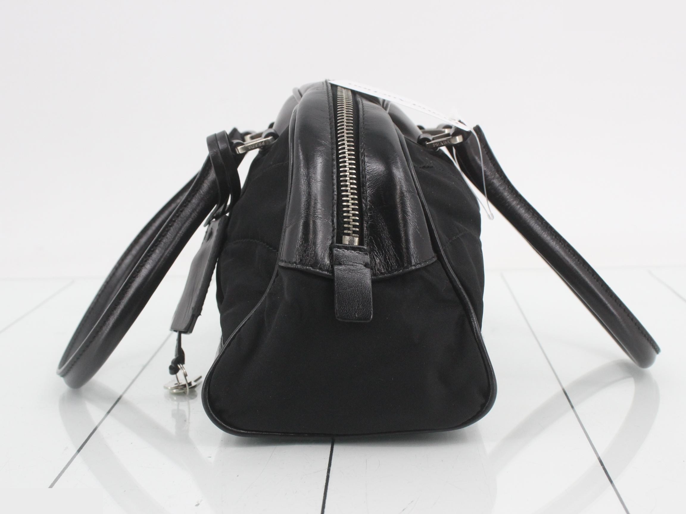 Nylon and leather combination mini handbag — view 3
