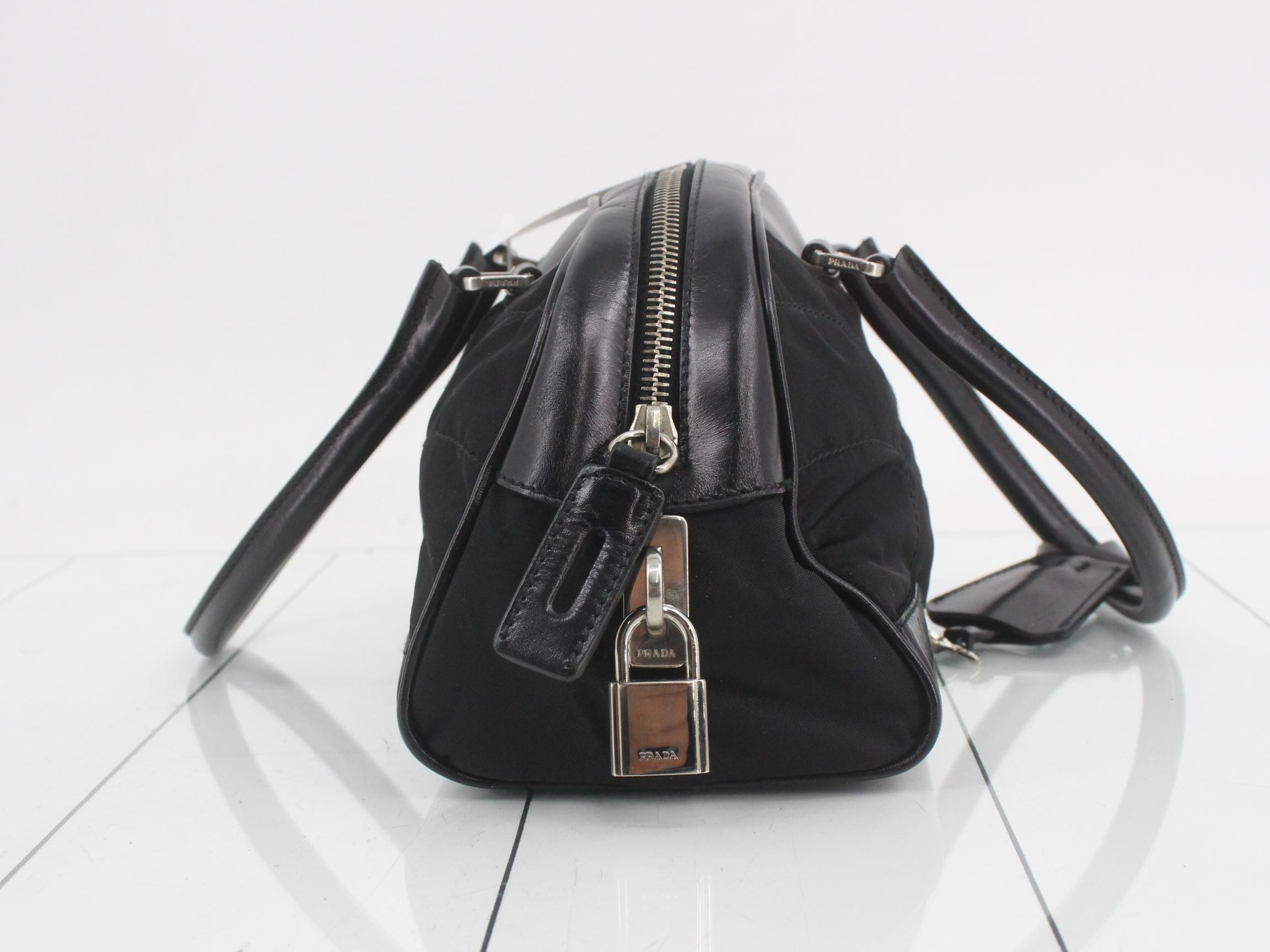Nylon and leather combination mini handbag — view 4