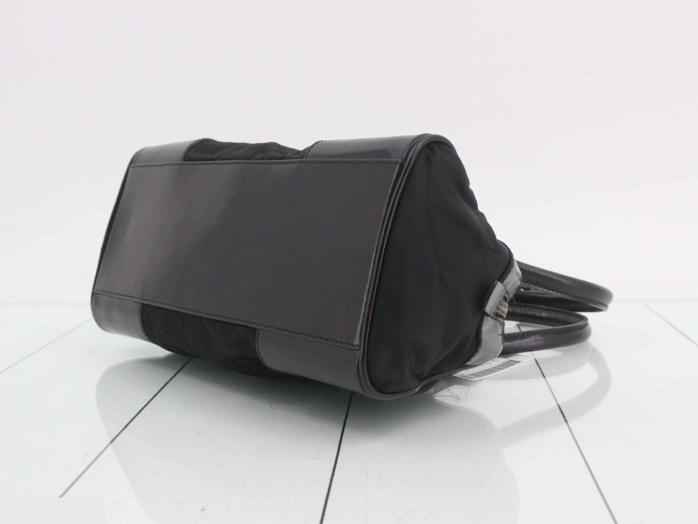 Nylon and leather combination mini handbag — view 6