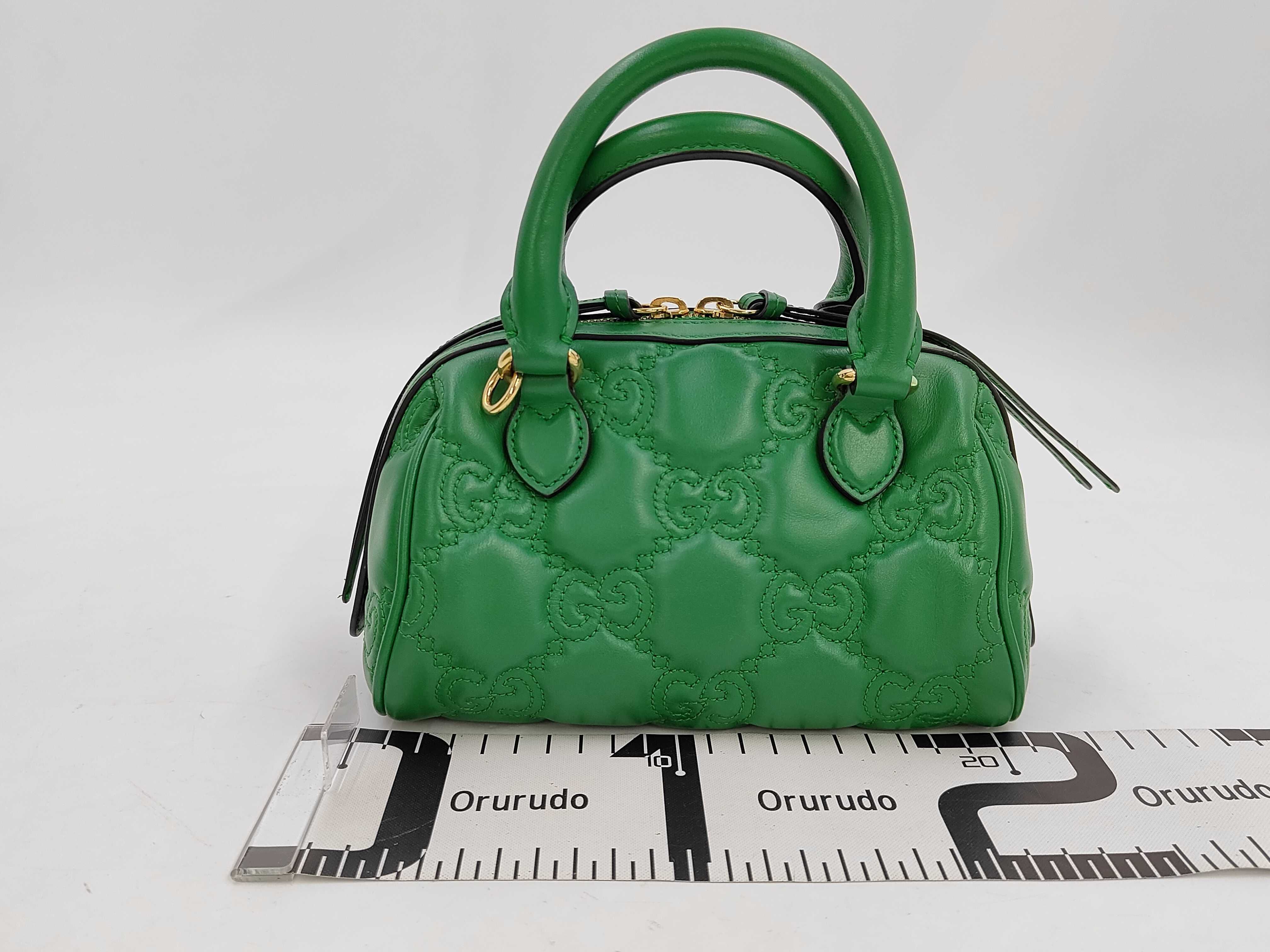 GG Matelassé Mini Bag 702251 Green Leather Shoulder Bag — view 2
