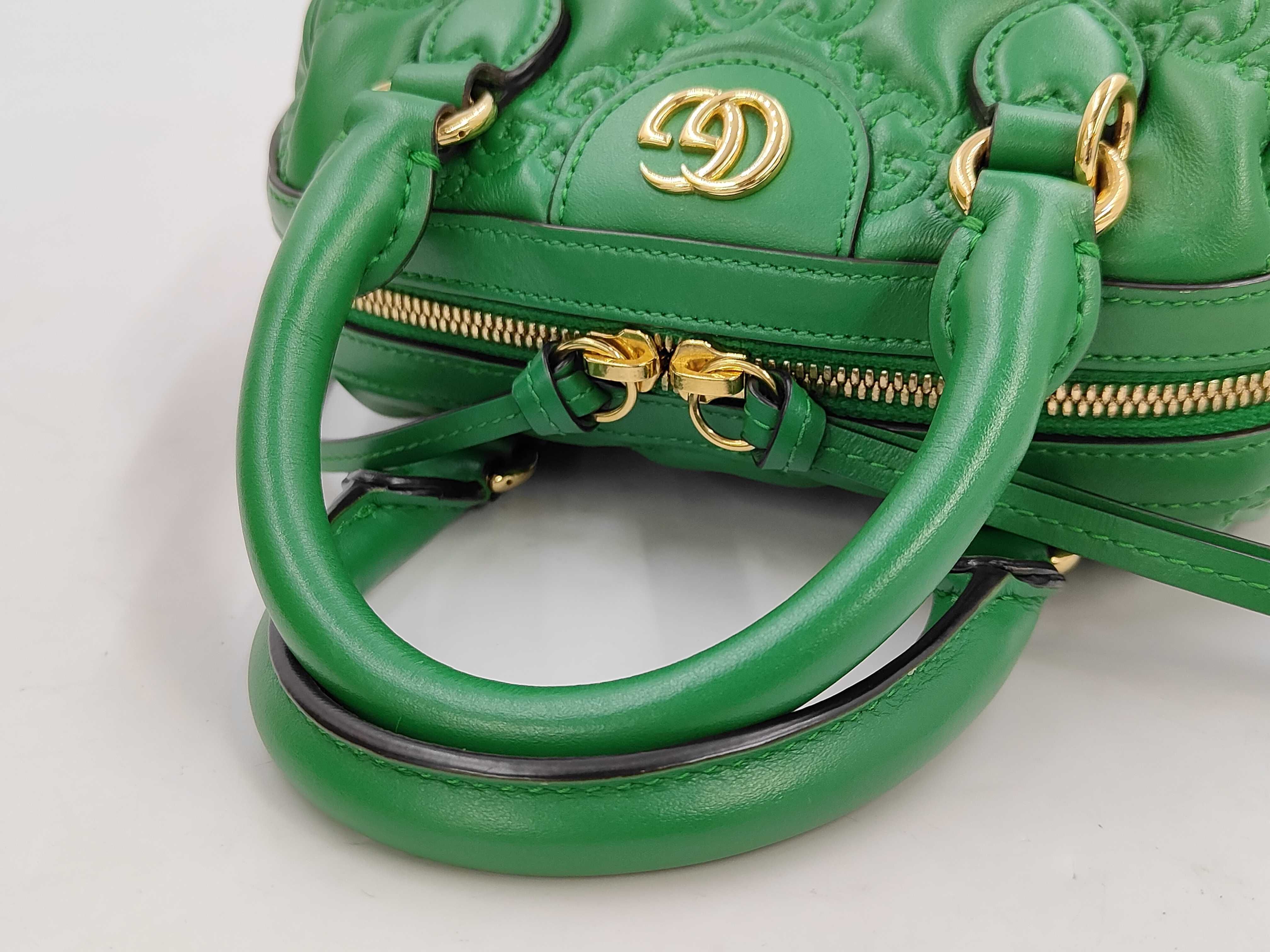 GG Matelassé Mini Bag 702251 Green Leather Shoulder Bag — view 3