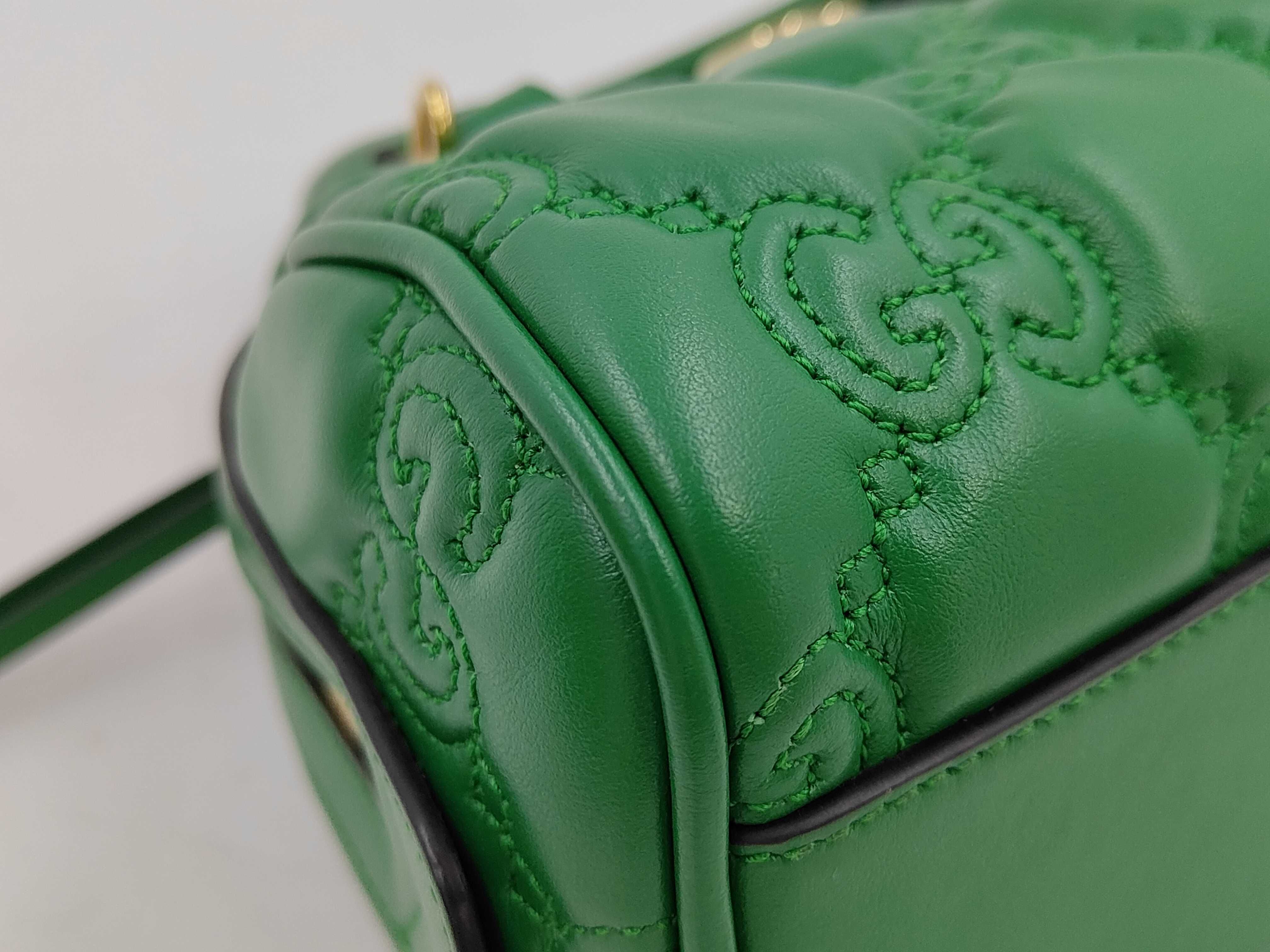 GG Matelassé Mini Bag 702251 Green Leather Shoulder Bag — view 7