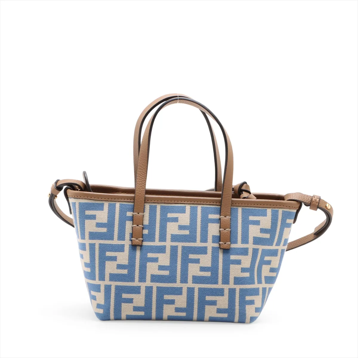 Zucca Roll Mini Canvas x Leather 2-Way Handbag, Beige x Blue, 8BS096 — view 2