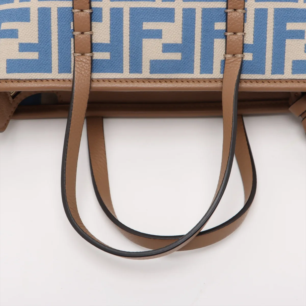 Zucca Roll Mini Canvas x Leather 2-Way Handbag, Beige x Blue, 8BS096 — view 6