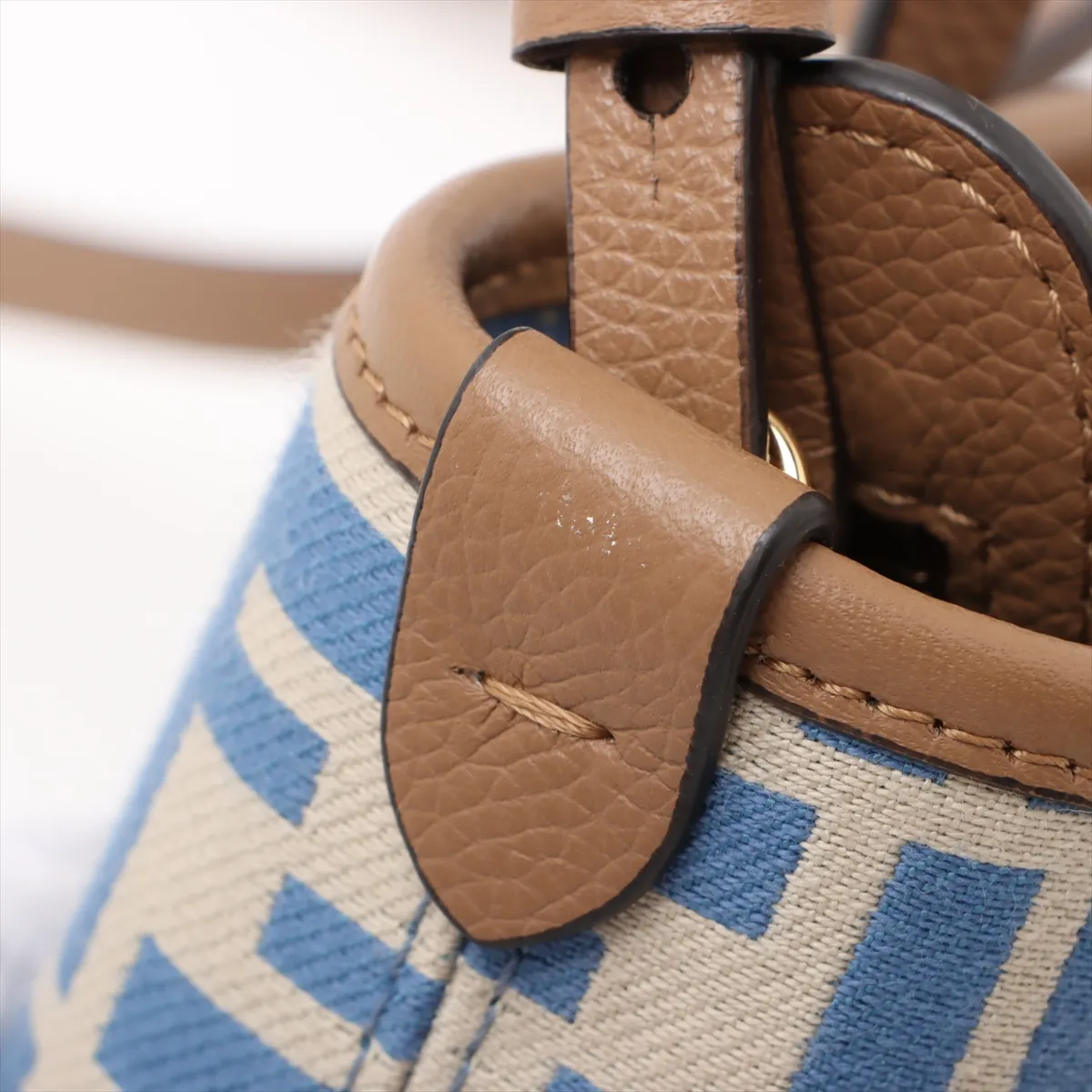 Zucca Roll Mini Canvas x Leather 2-Way Handbag, Beige x Blue, 8BS096 — view 10
