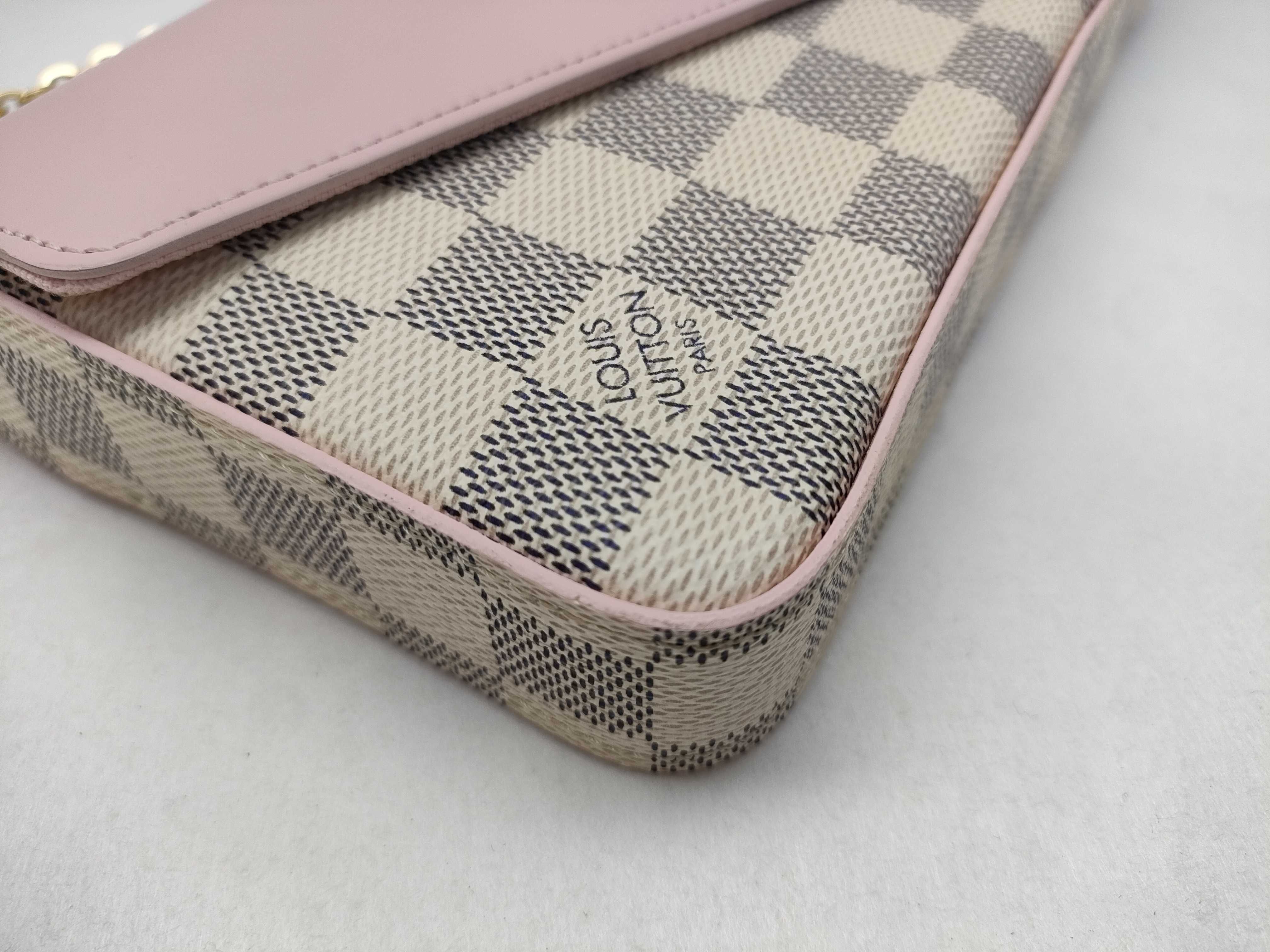 PH- Pochette Felicie Damier Azur Hand Bag Beige Canvas Shoulder Bag — view 6