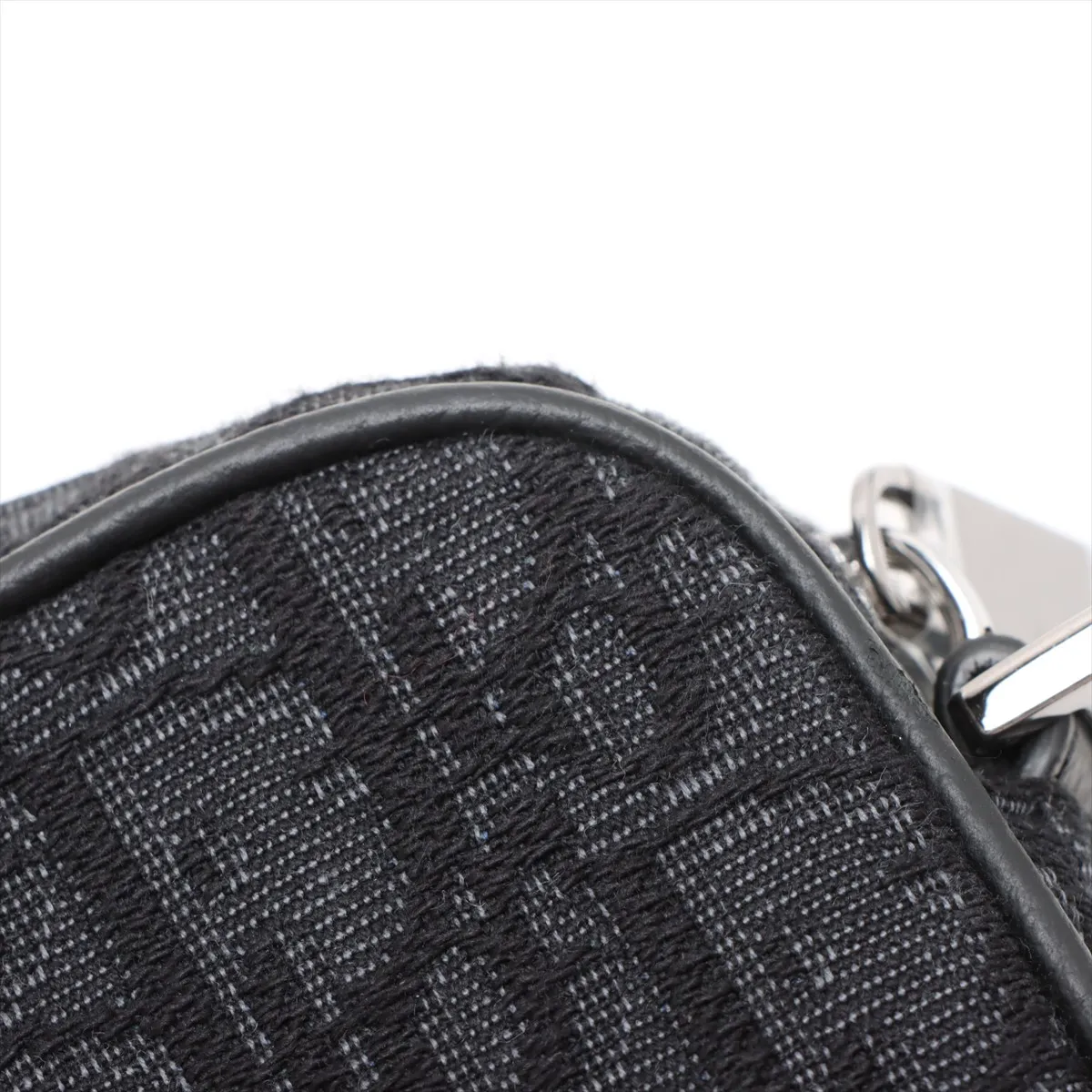 Oblique Saddle Canvas x Leather Shoulder Bag Navy — view 12